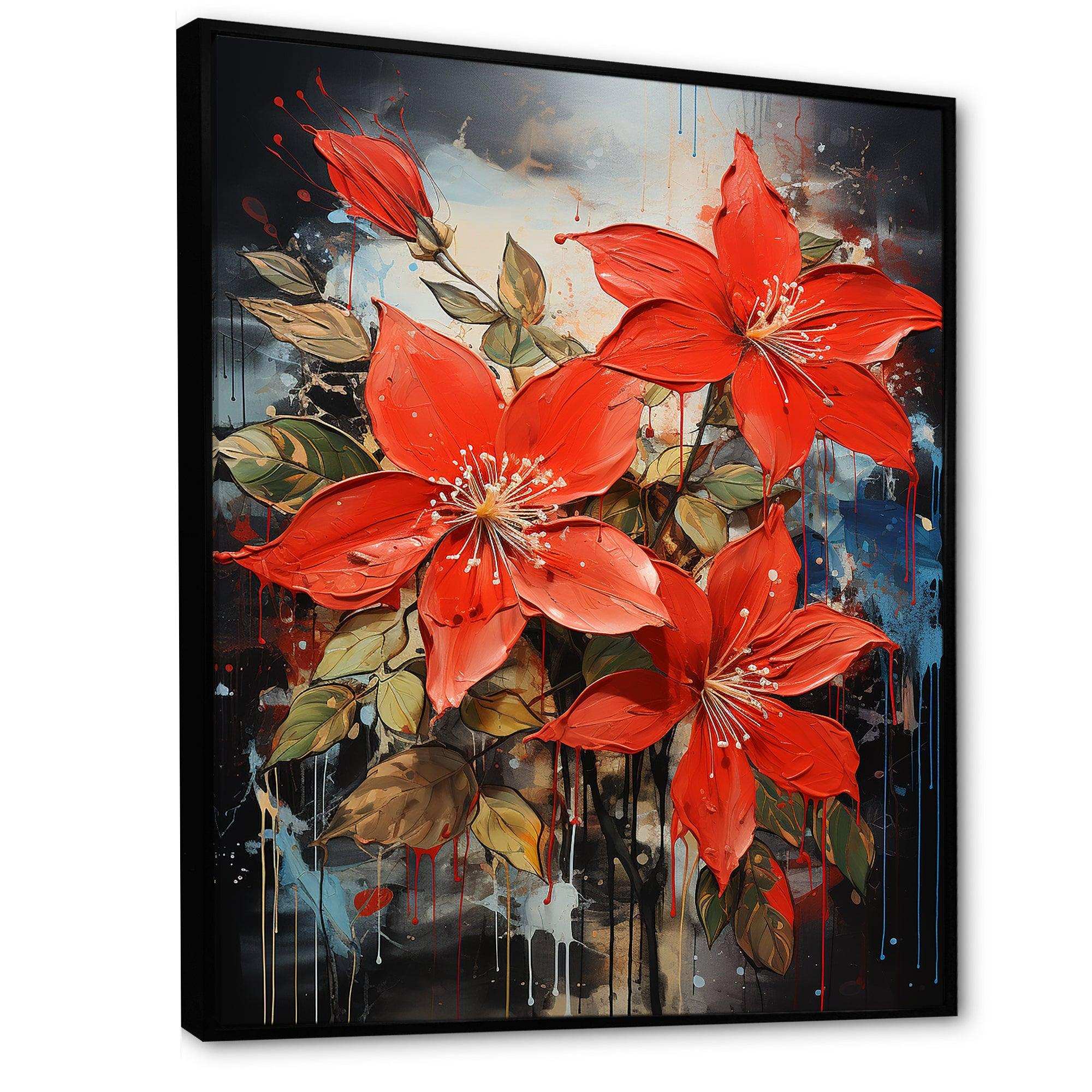 Poinsettias flower Passion 1 II - Floral Canvas Wall Art