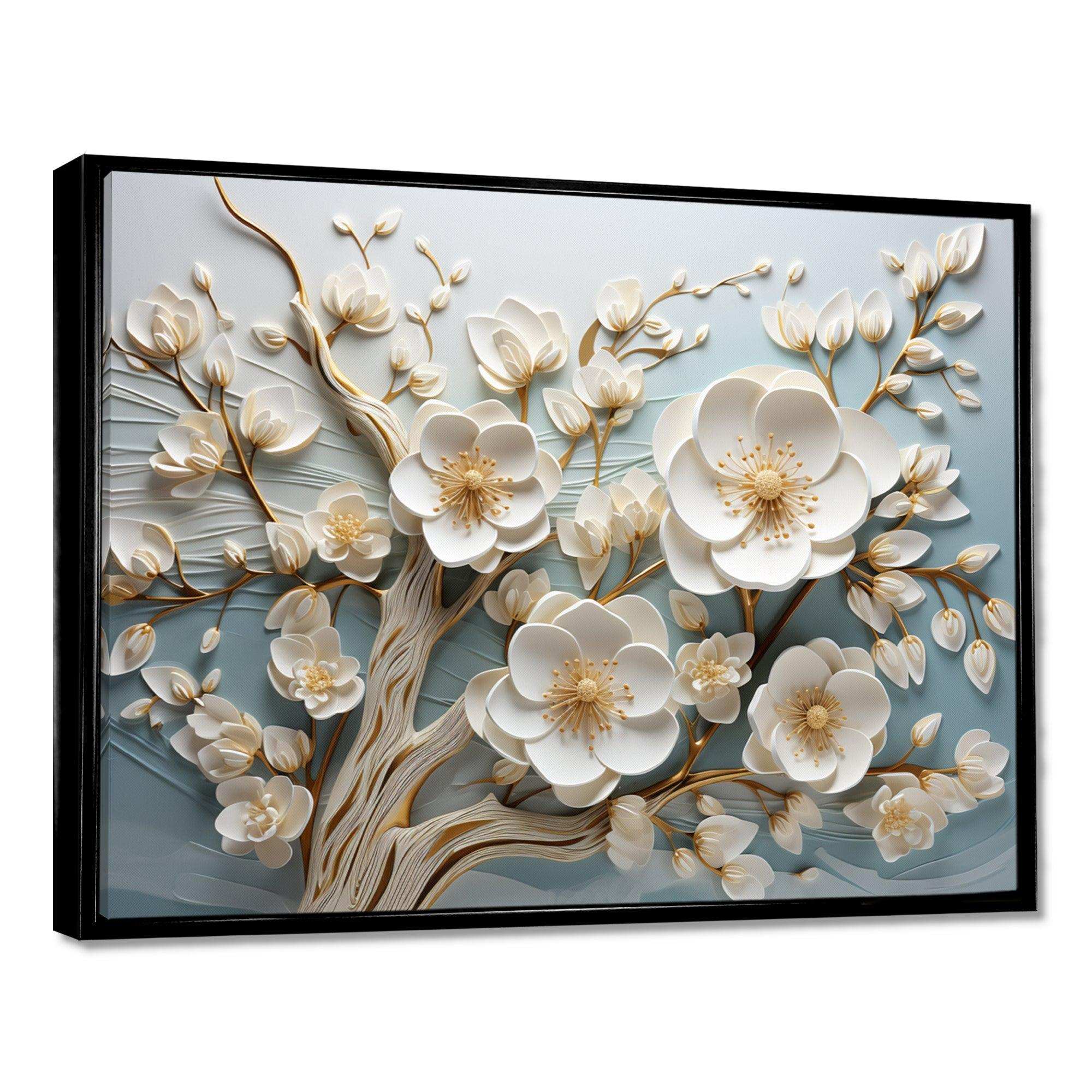 White Orchid Tree Garden Of Branches 9 - Floral Canvas Wall Art