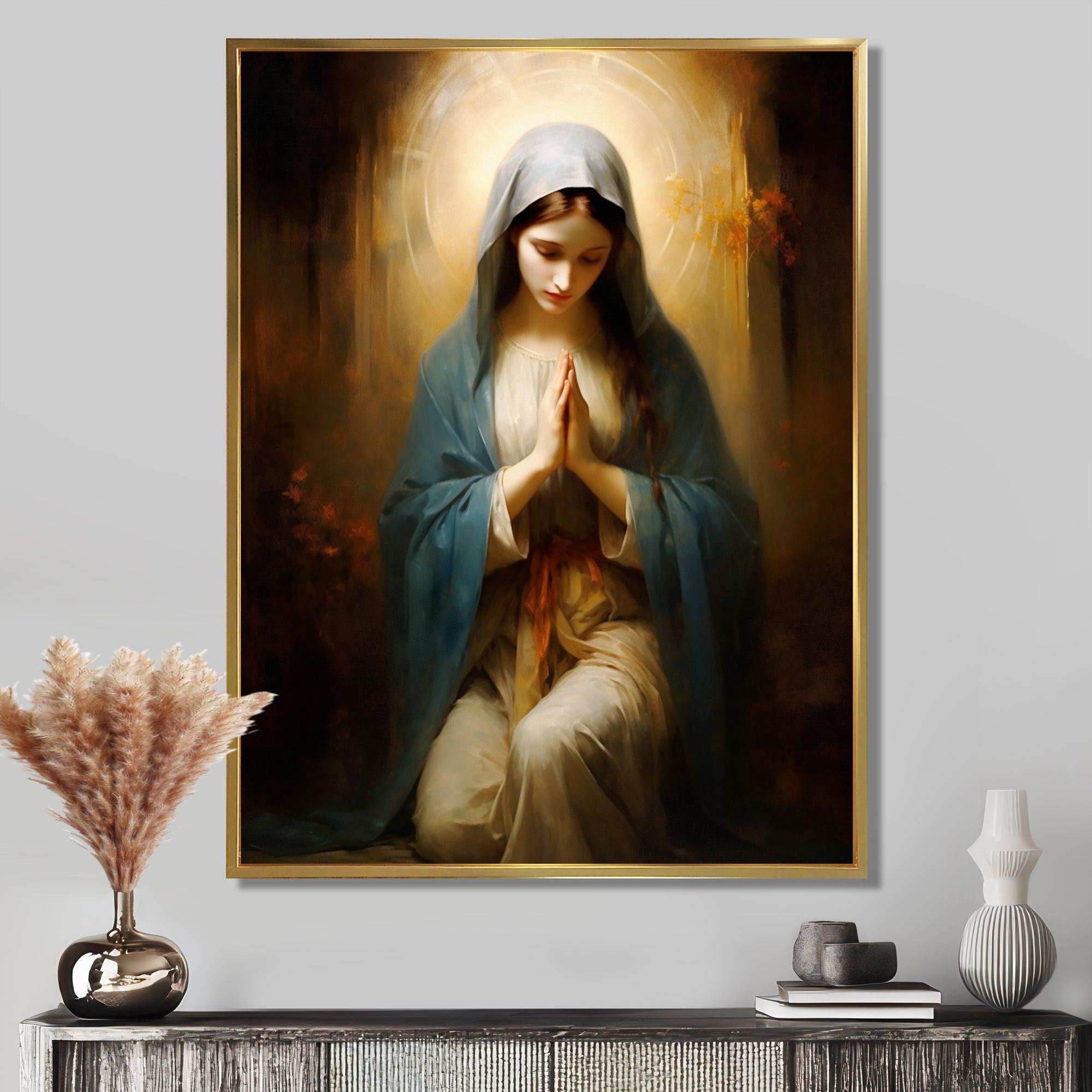 Mother mary christian portrait III - Spiritual Canvas Wall Art