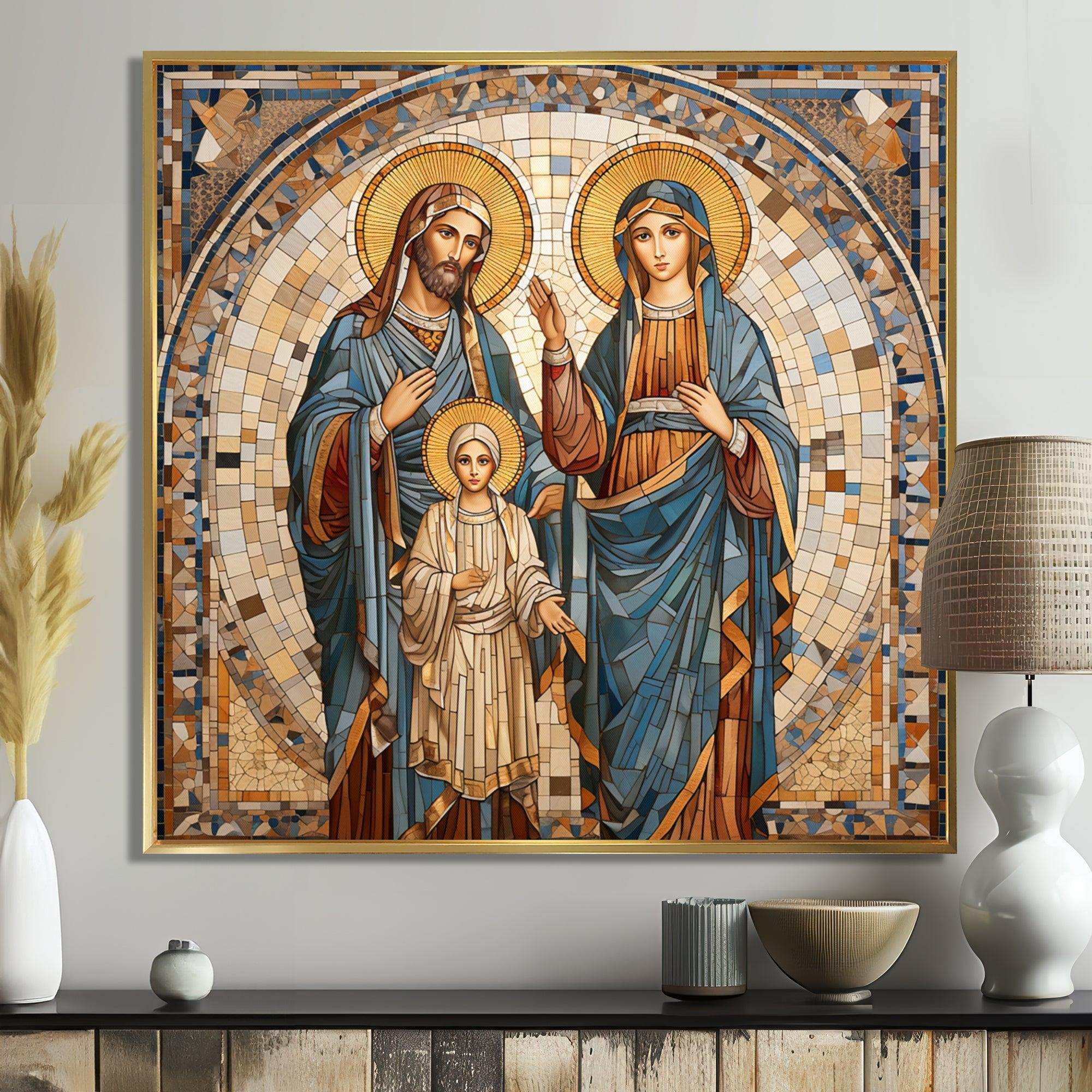 Iconic Depiction of Jesus and the Holy Family I - Spiritual Canvas Wall Art