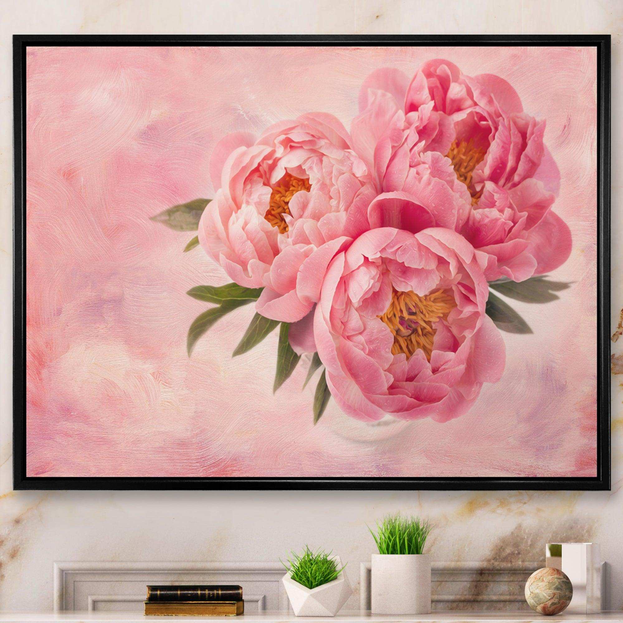 Peony Flowers in Vase on Pink