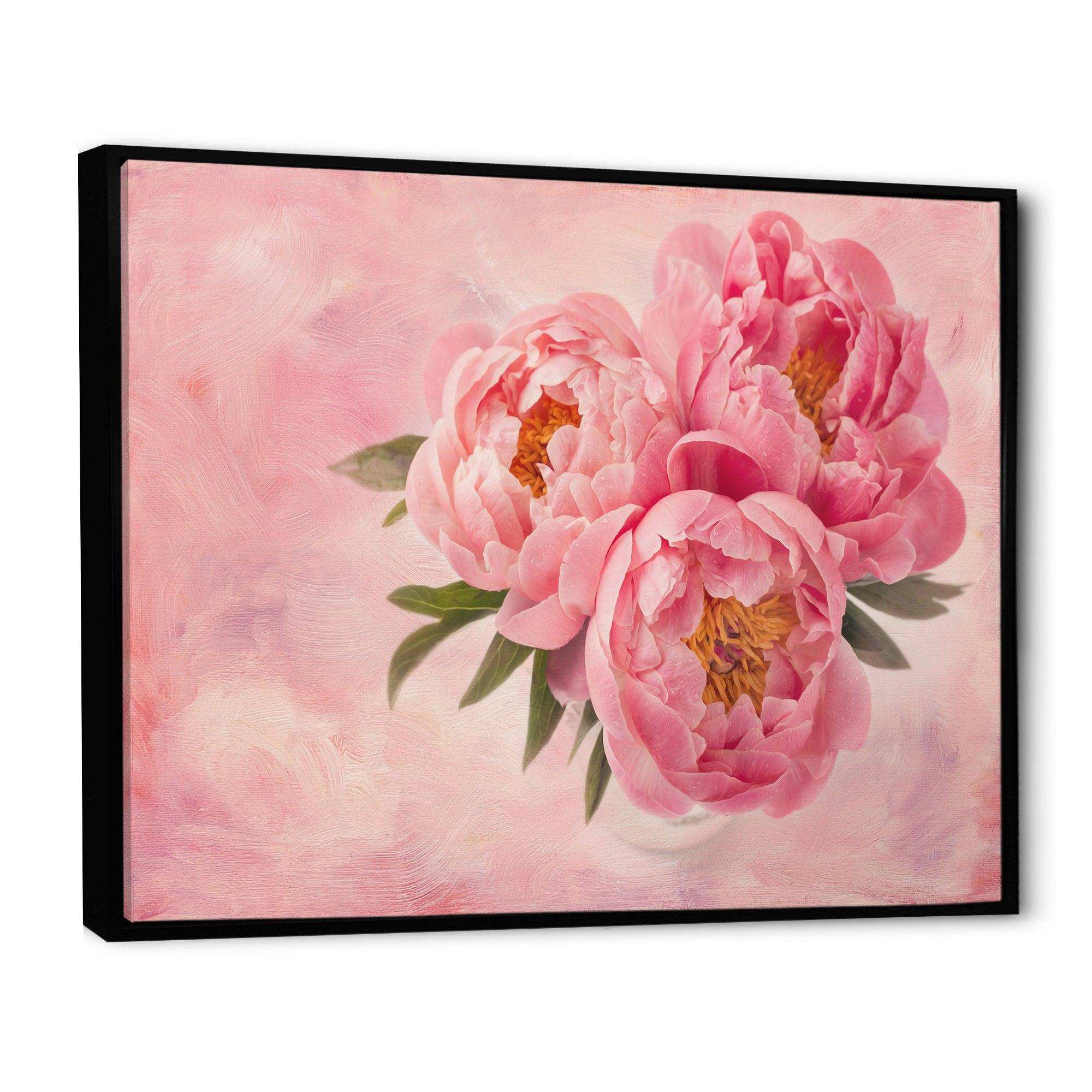 Peony Flowers in Vase on Pink