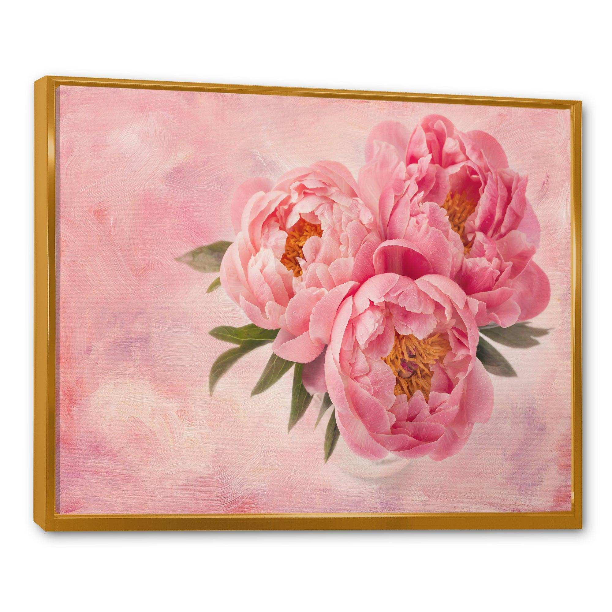 Peony Flowers in Vase on Pink