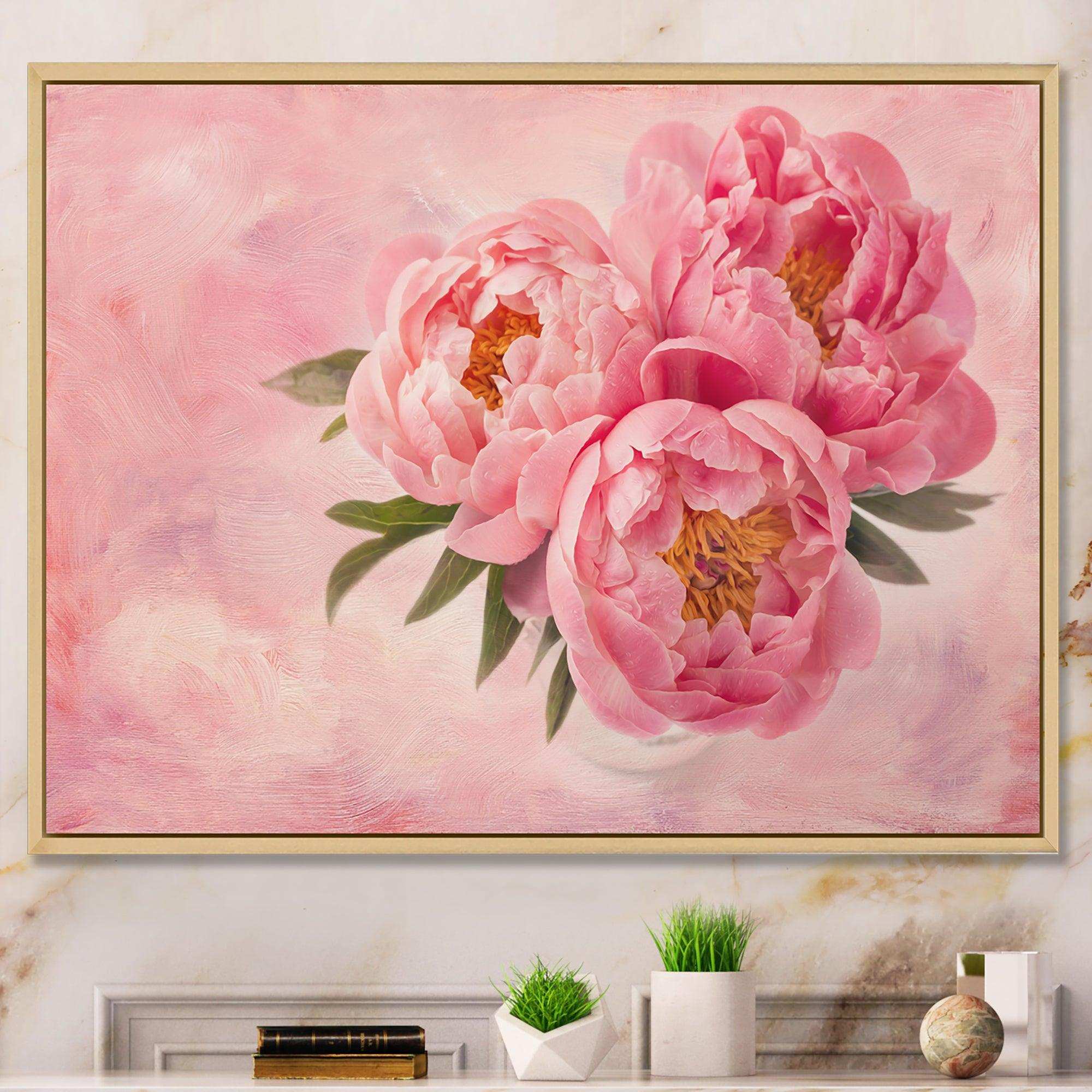 Peony Flowers in Vase on Pink