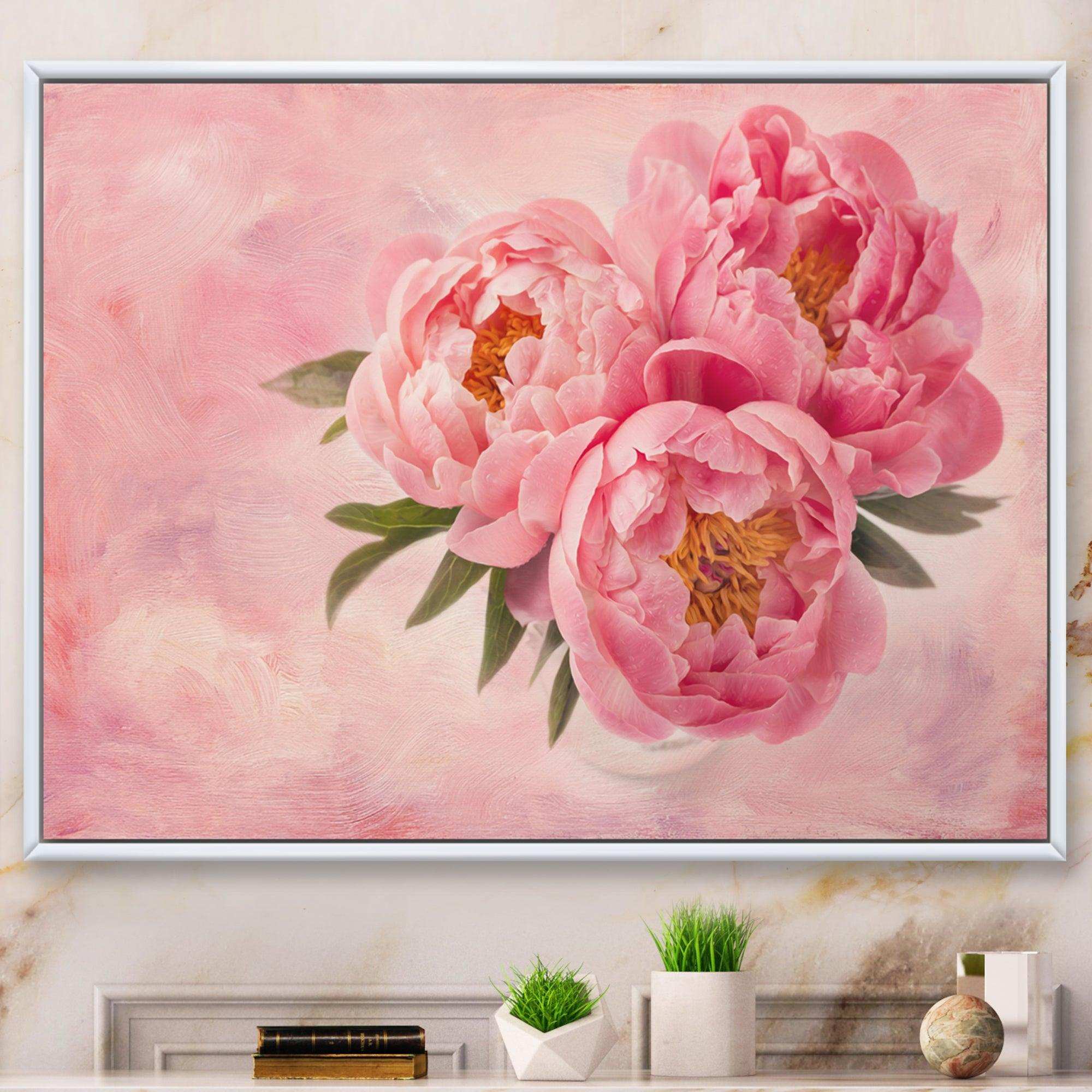 Peony Flowers in Vase on Pink