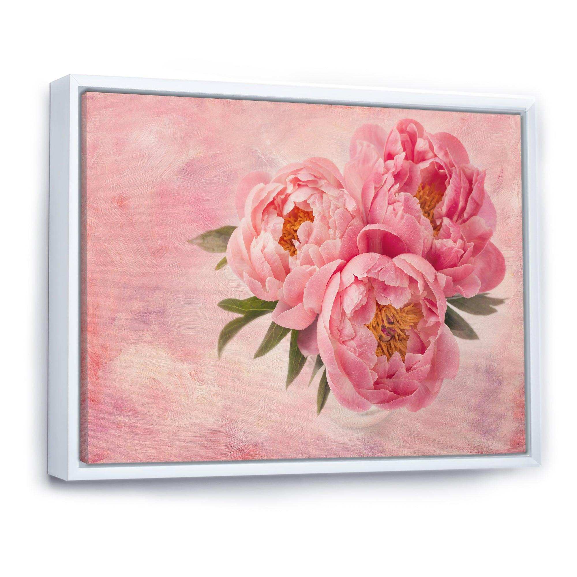 Peony Flowers in Vase on Pink
