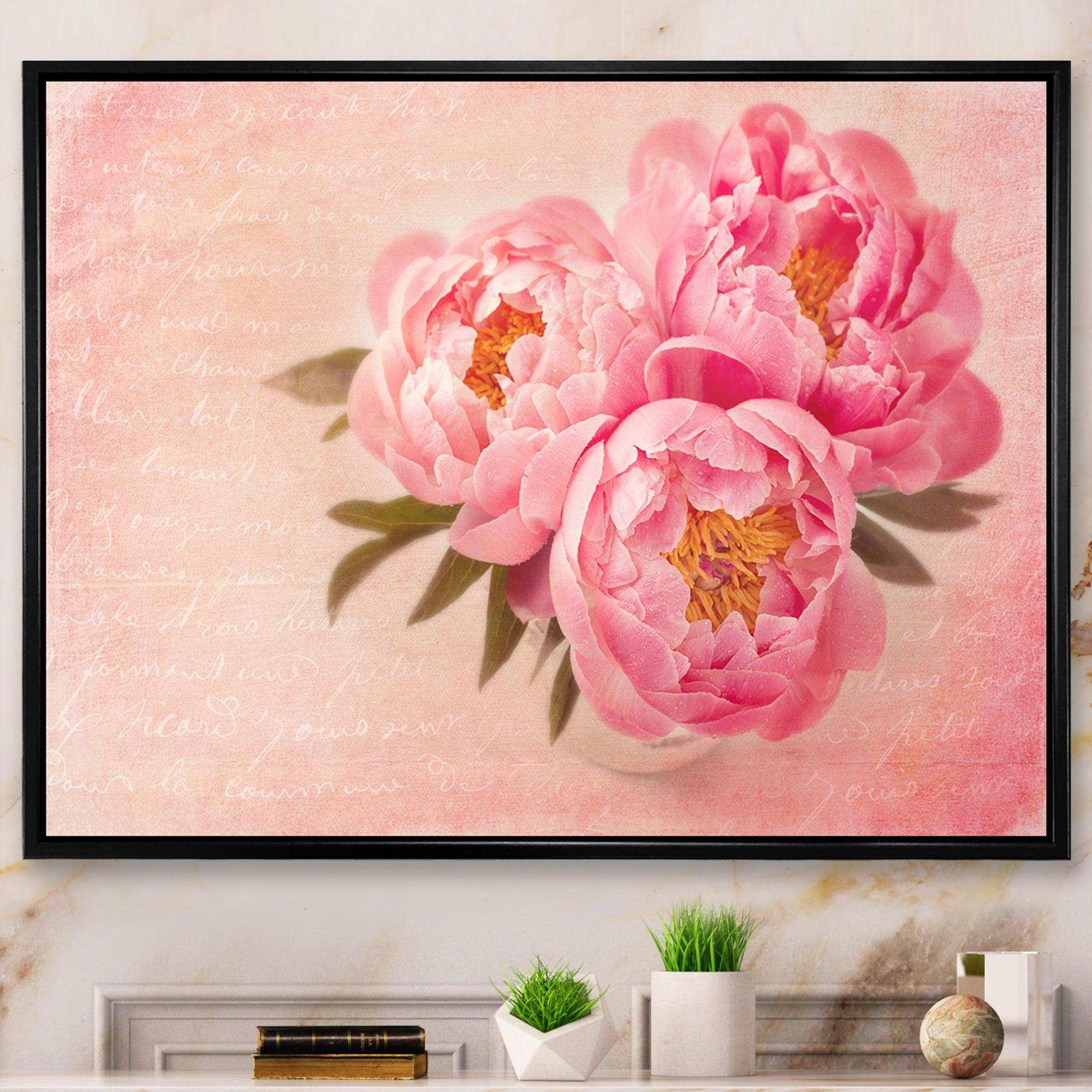 Peony Flowers against Scribbled Back