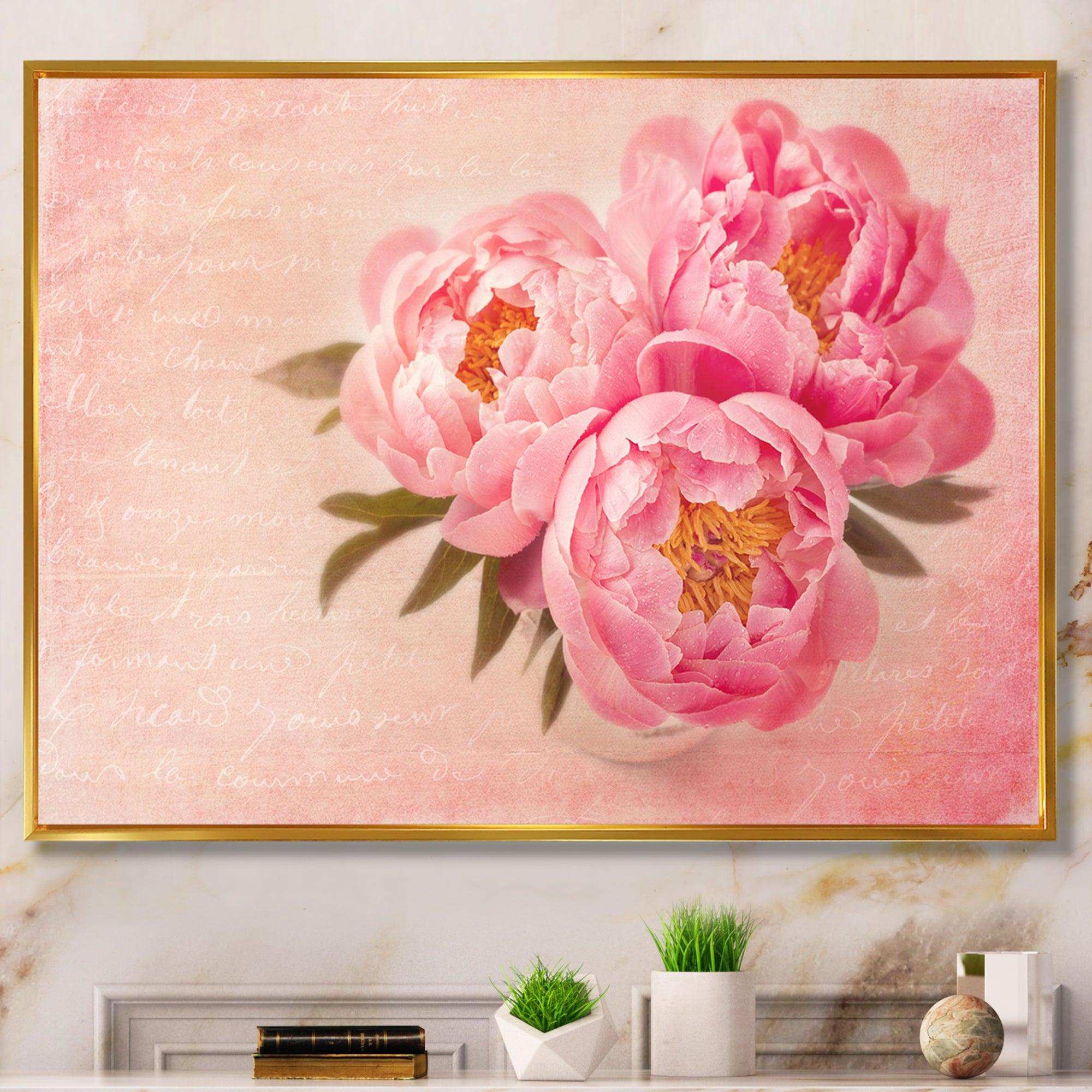Peony Flowers against Scribbled Back