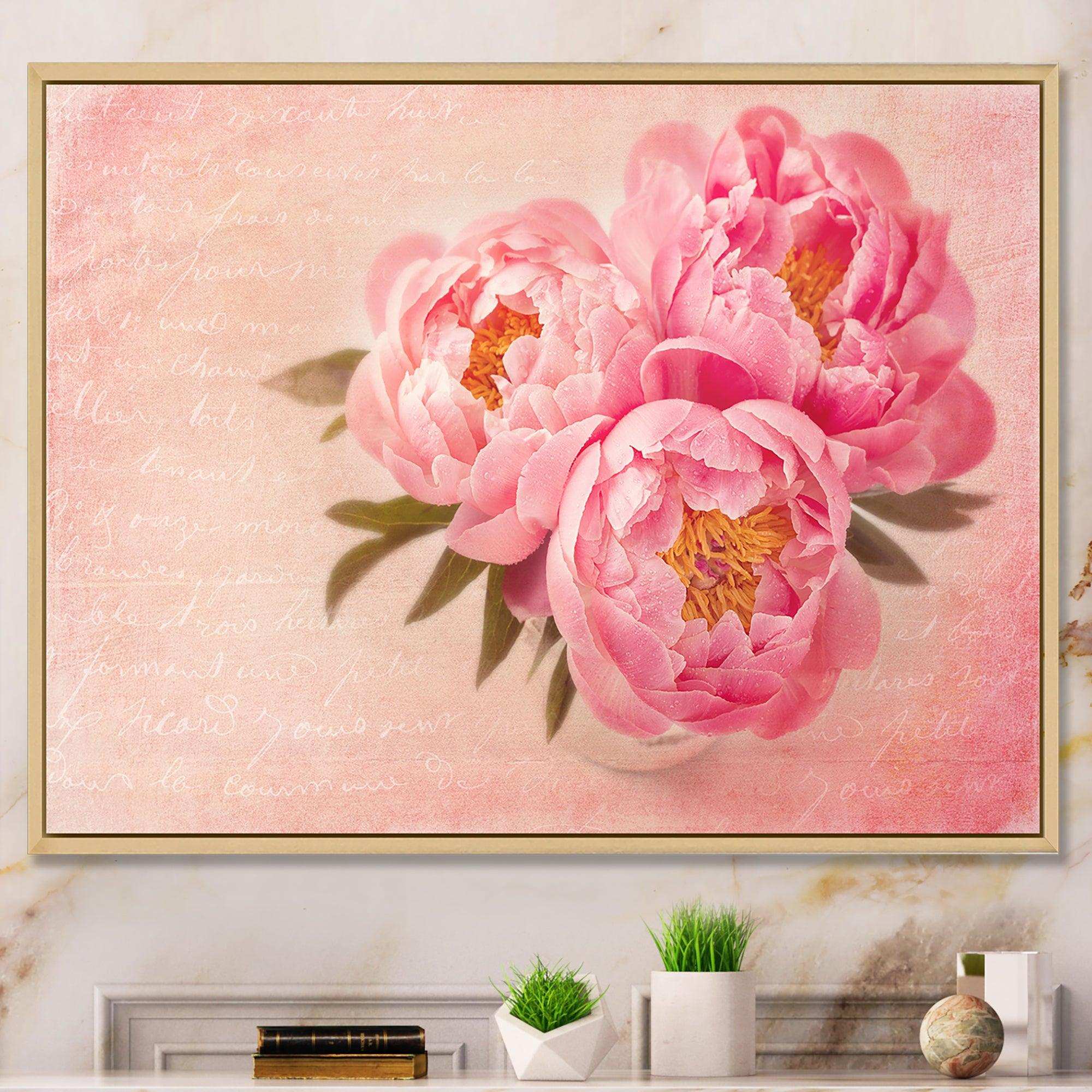 Peony Flowers against Scribbled Back