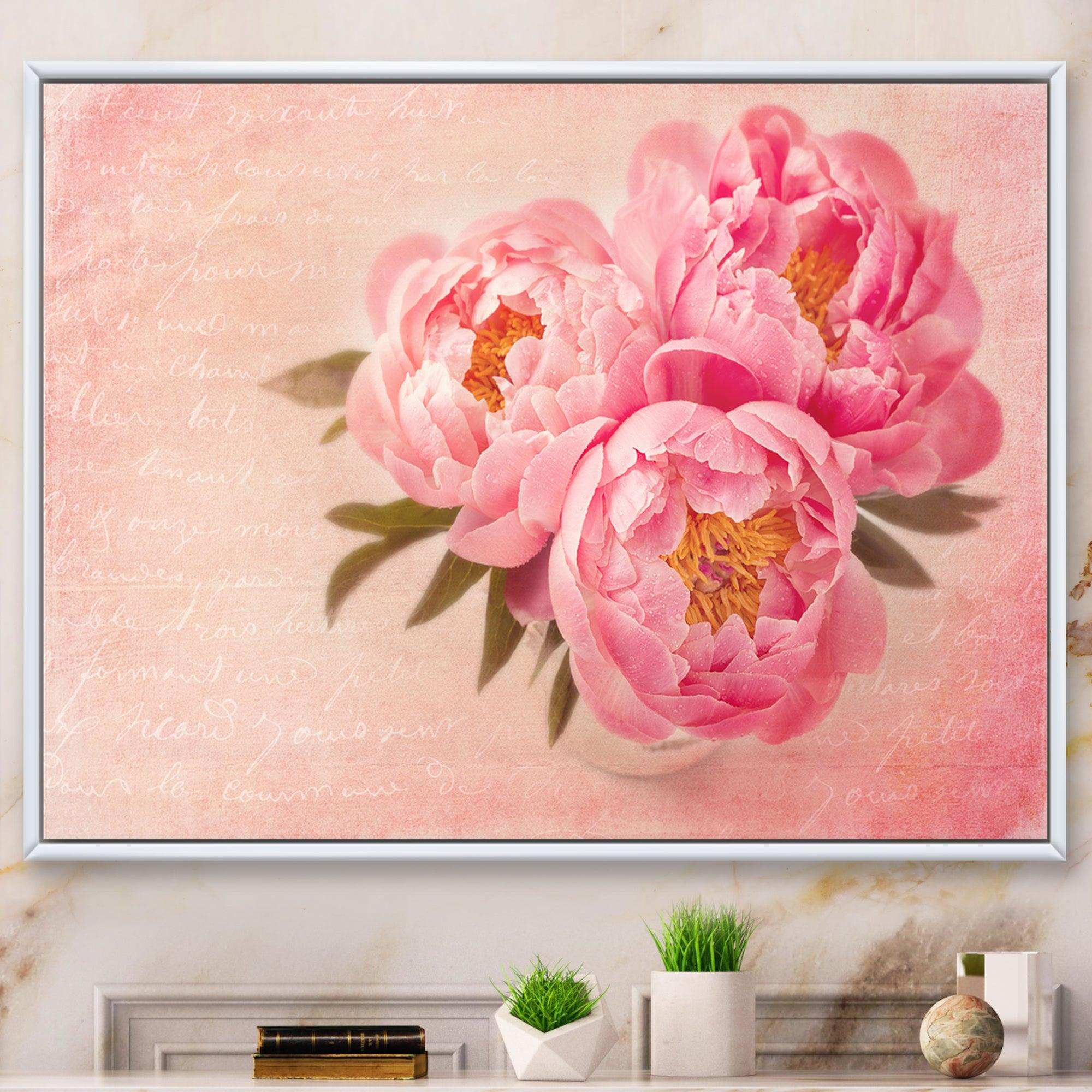 Peony Flowers against Scribbled Back