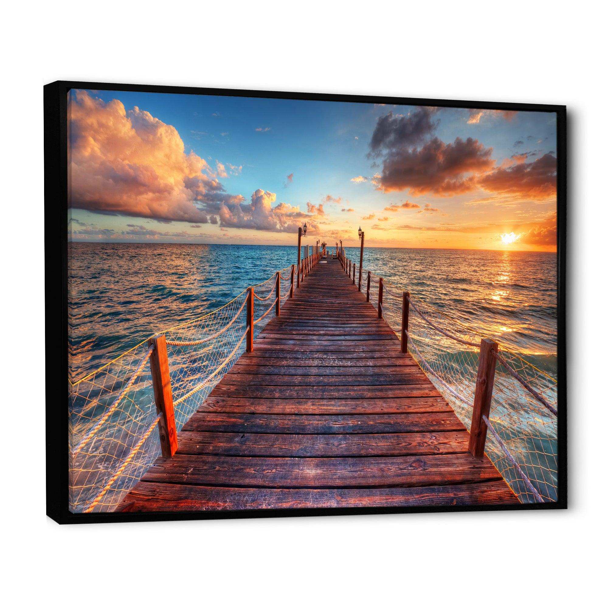 Sunset over Wooden Sea Pier