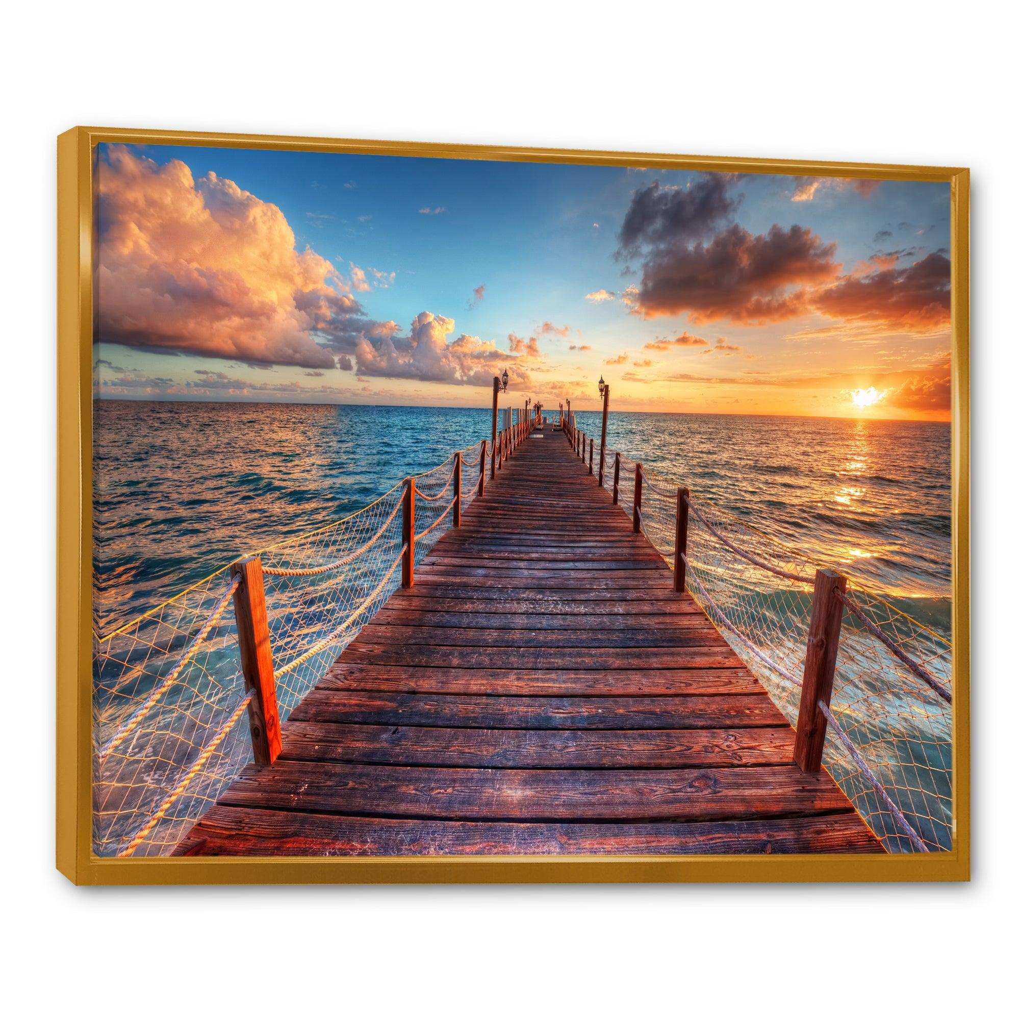 Sunset over Wooden Sea Pier