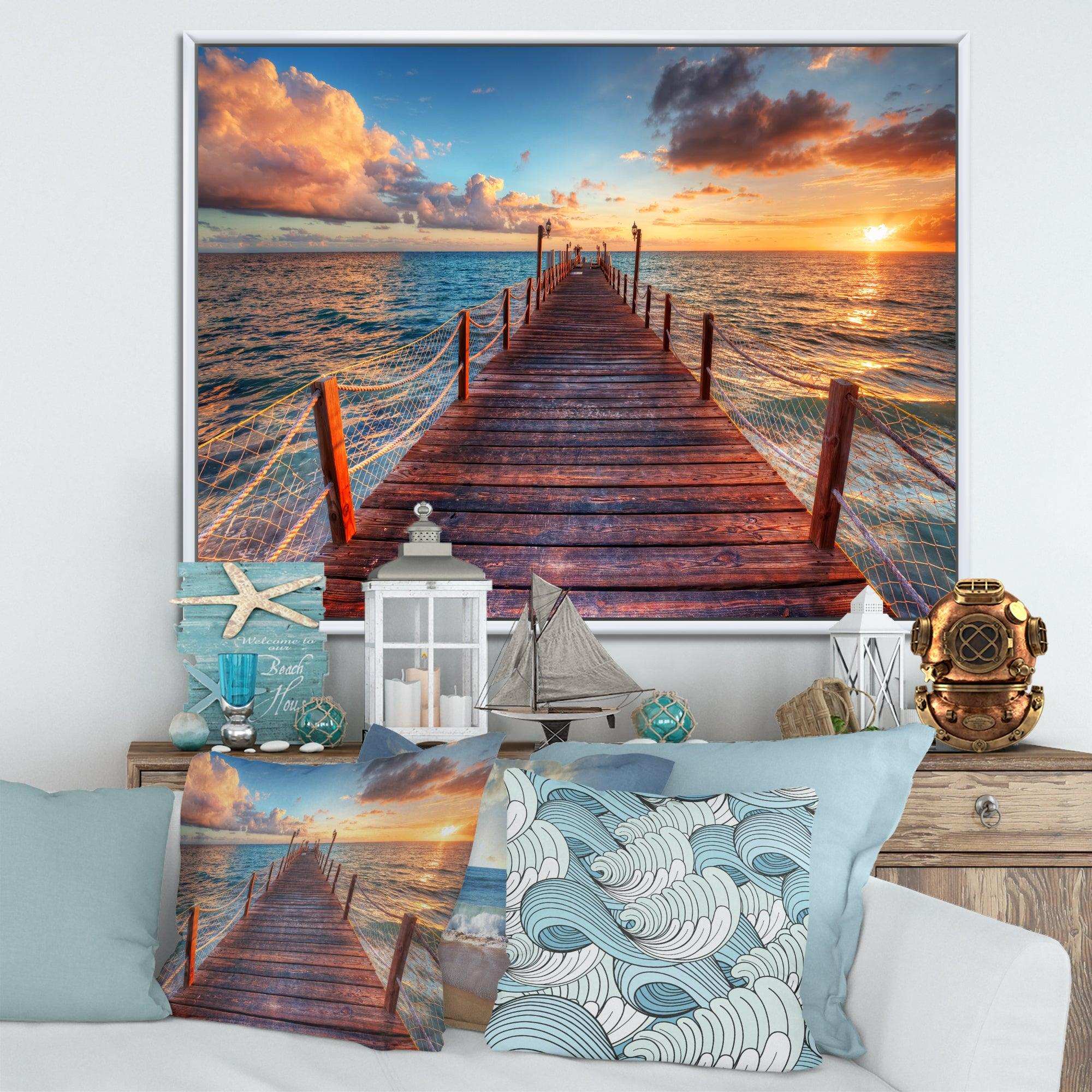 Sunset over Wooden Sea Pier