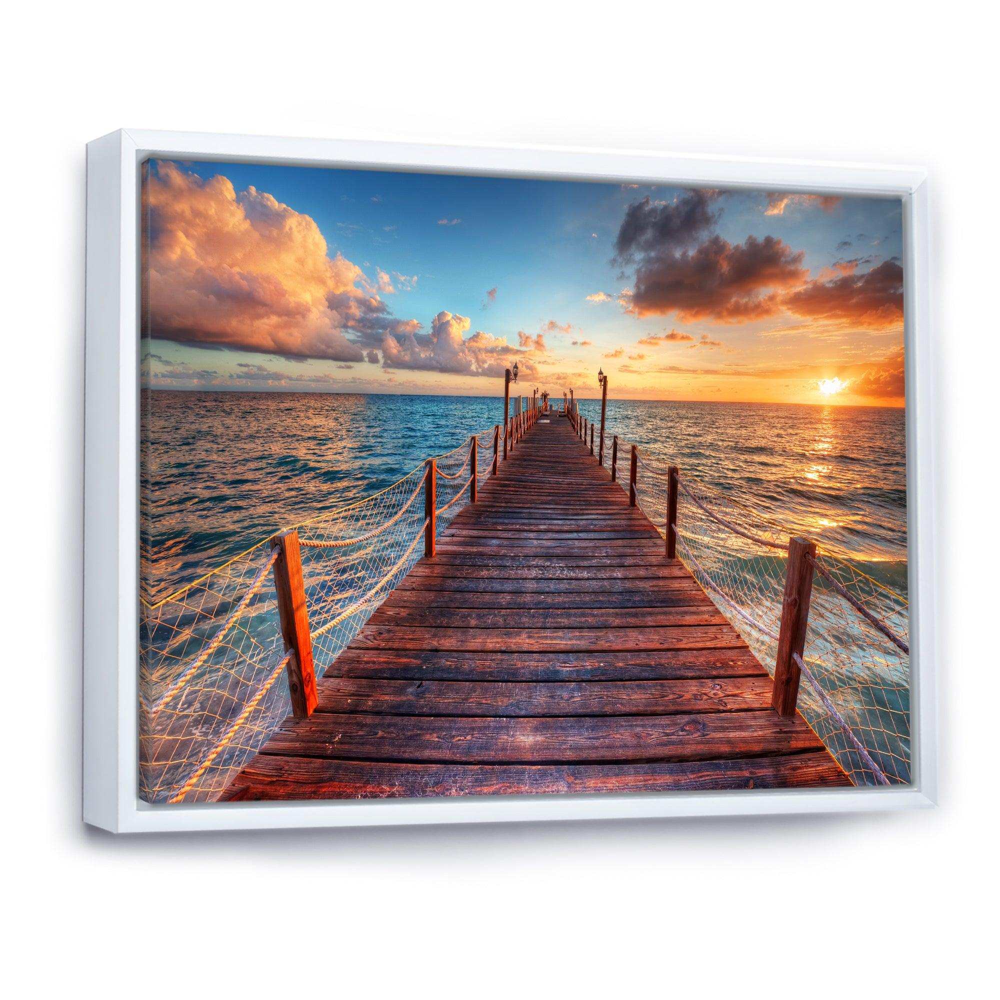 Sunset over Wooden Sea Pier