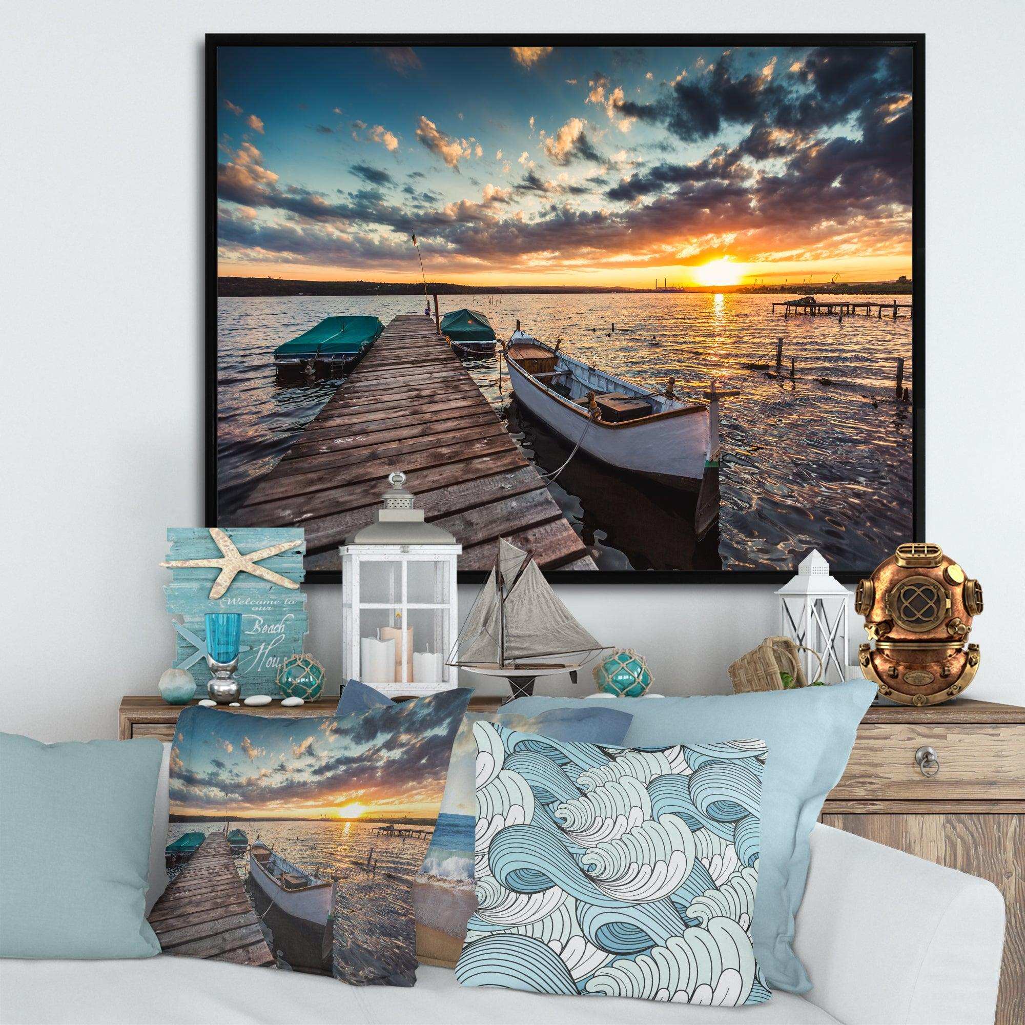 Boats and Jetty under Dramatic Sky