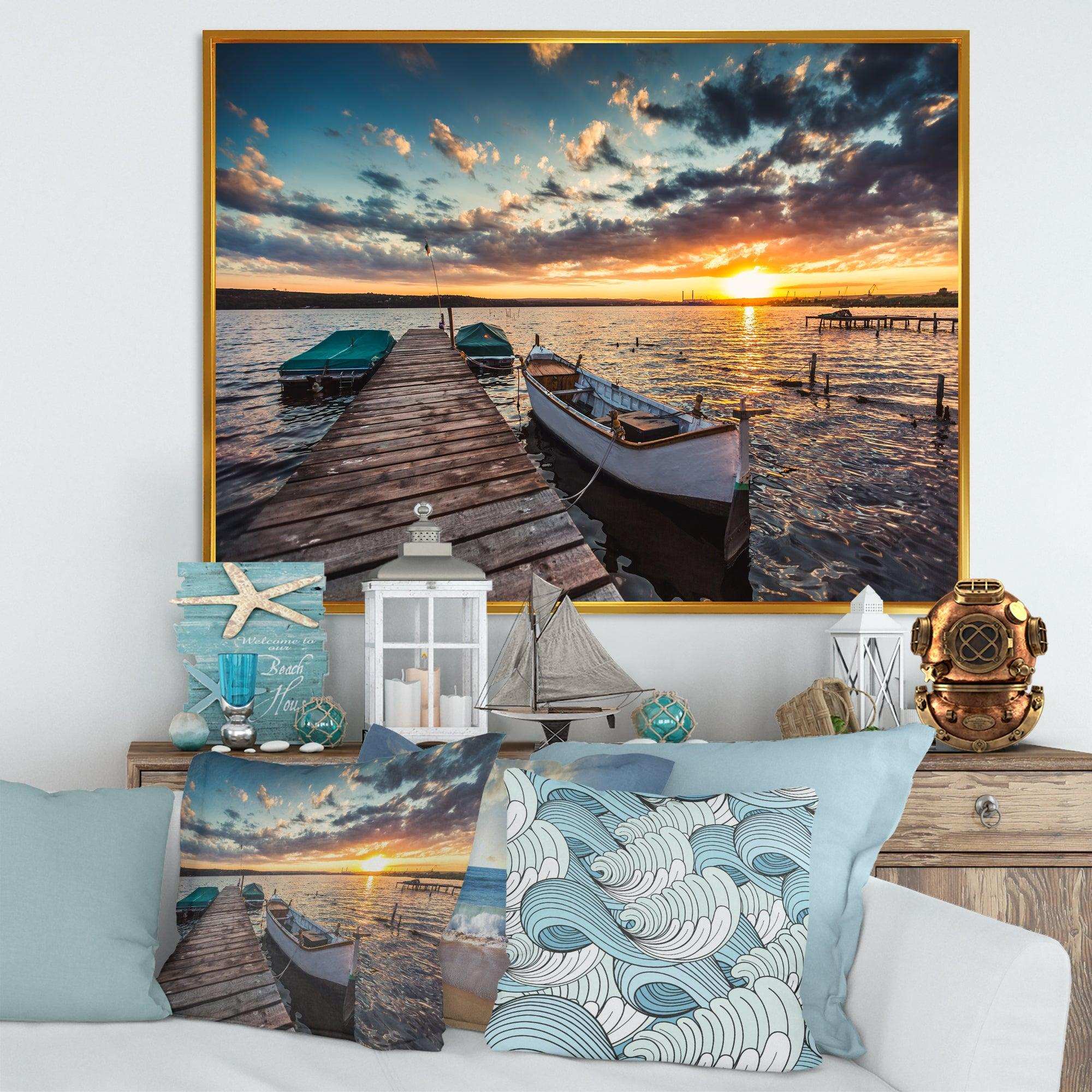 Boats and Jetty under Dramatic Sky