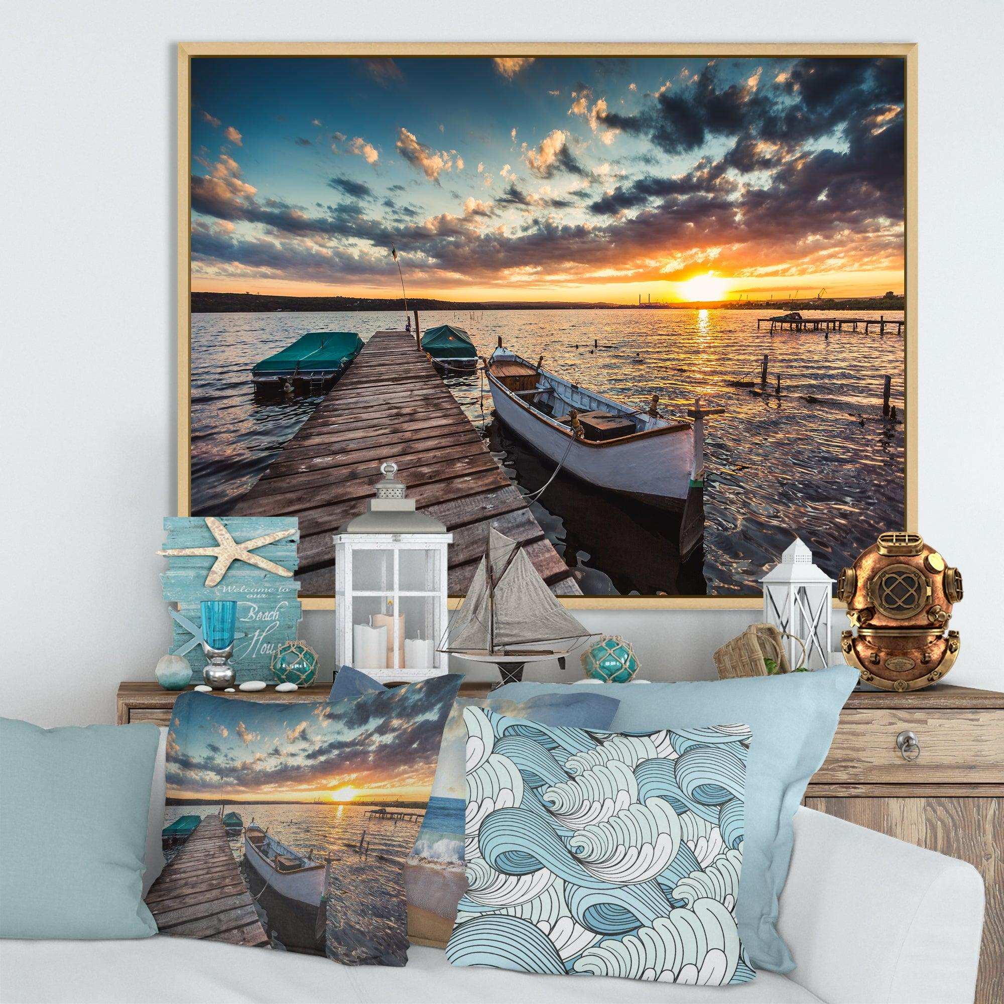 Boats and Jetty under Dramatic Sky