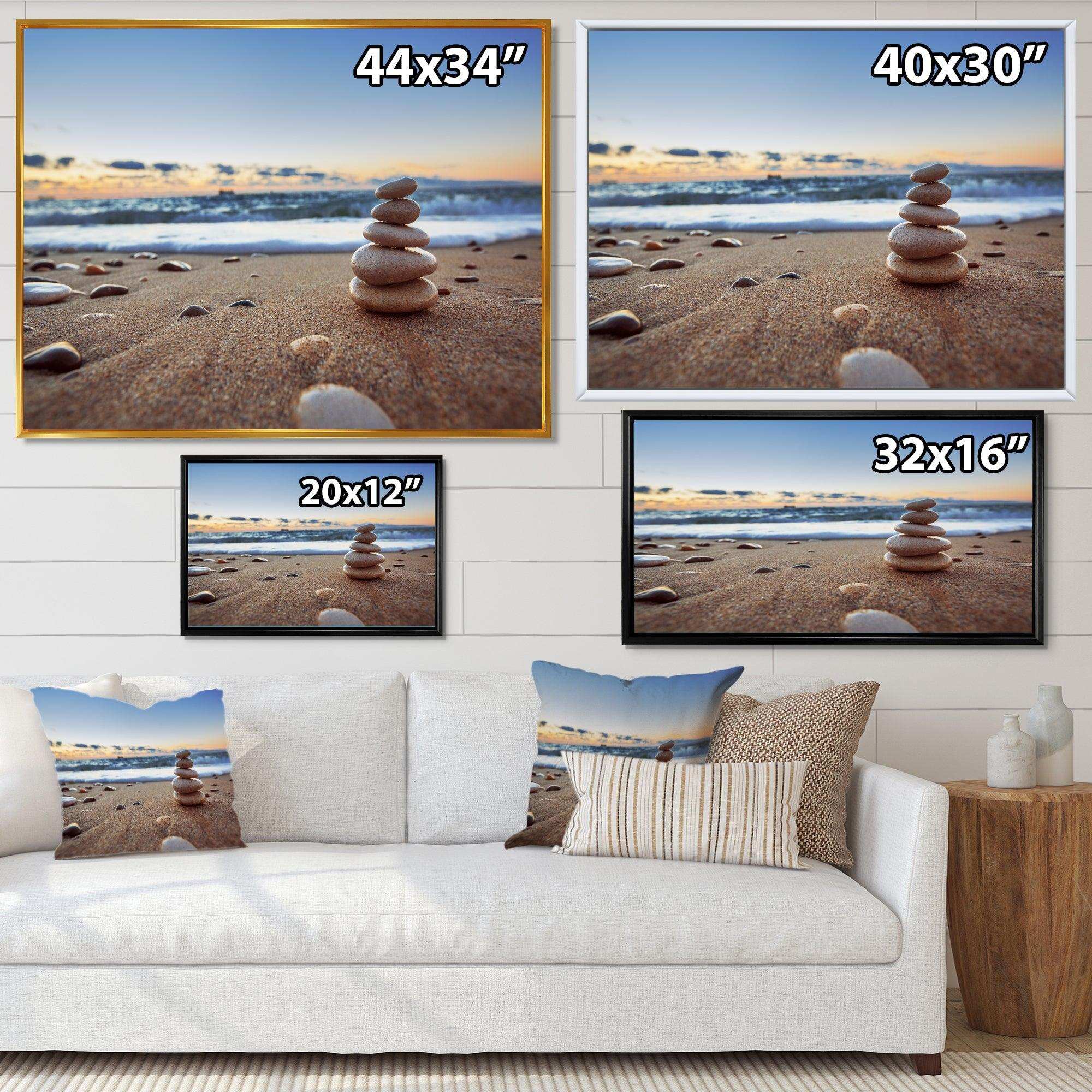 Stones Balance on Sandy Beach