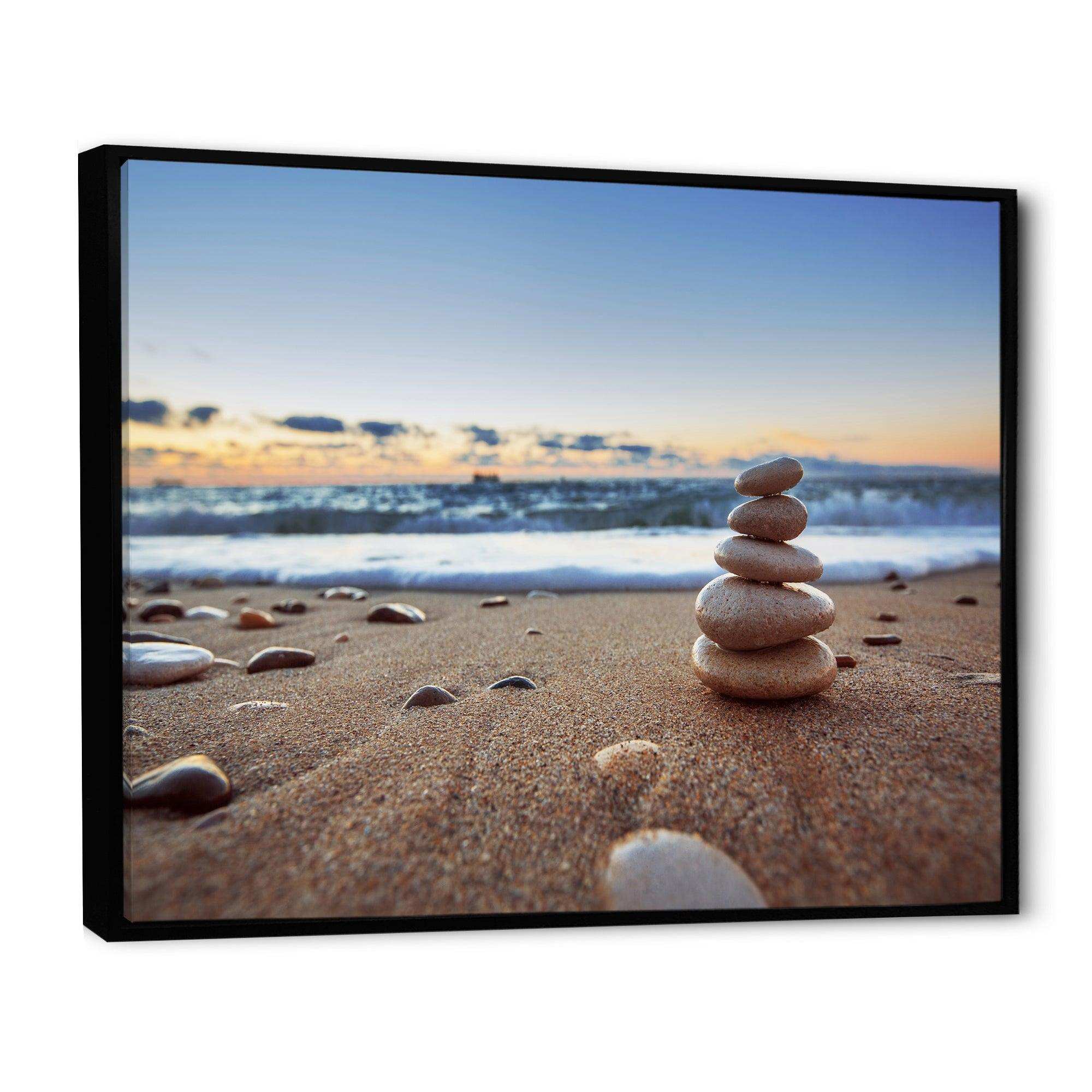 Stones Balance on Sandy Beach