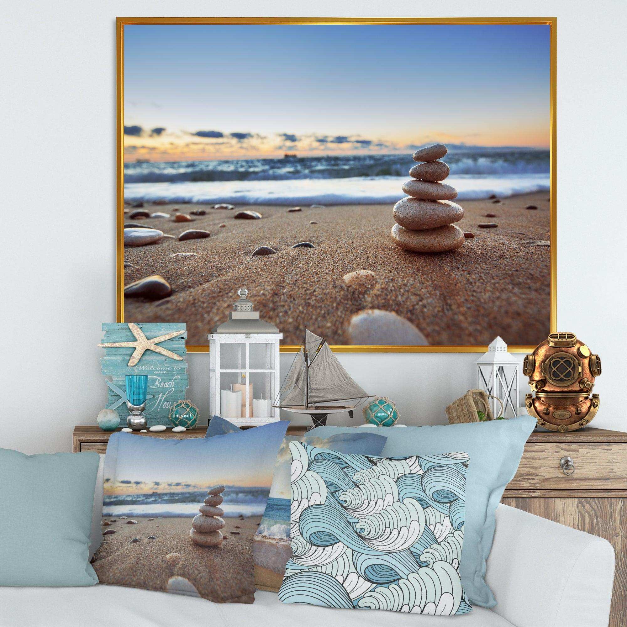 Stones Balance on Sandy Beach