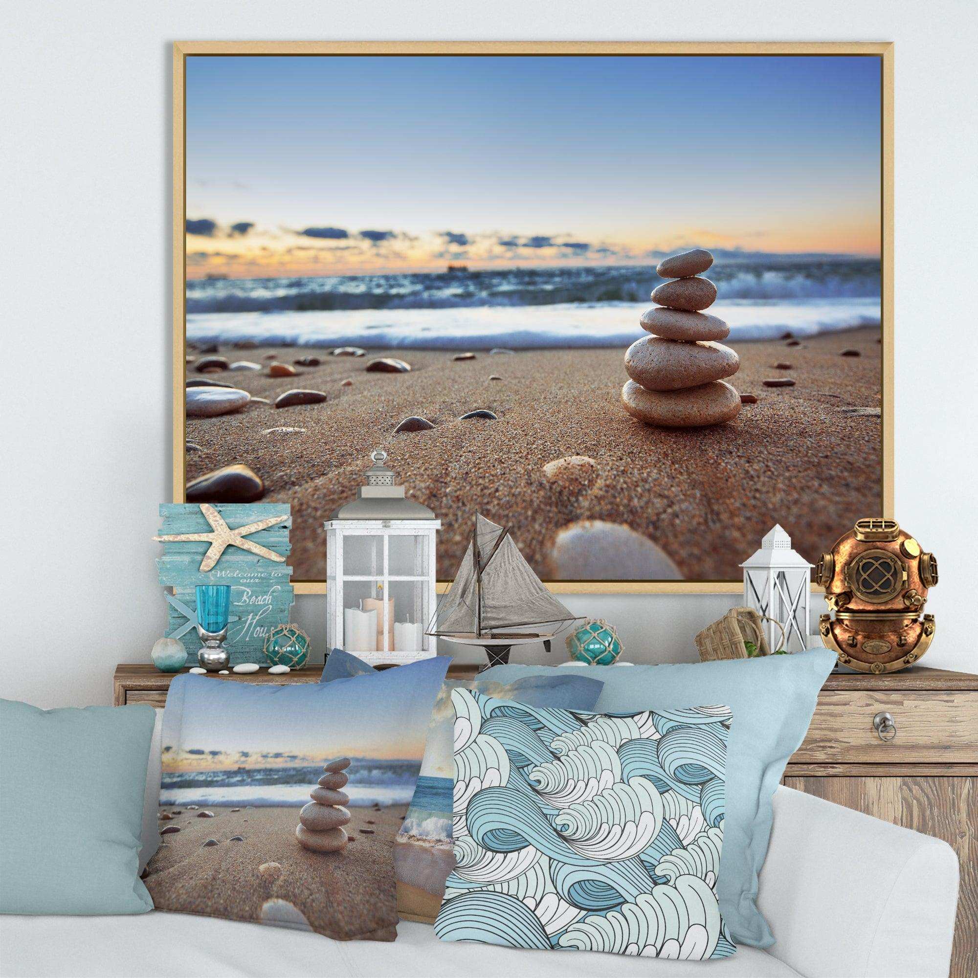 Stones Balance on Sandy Beach