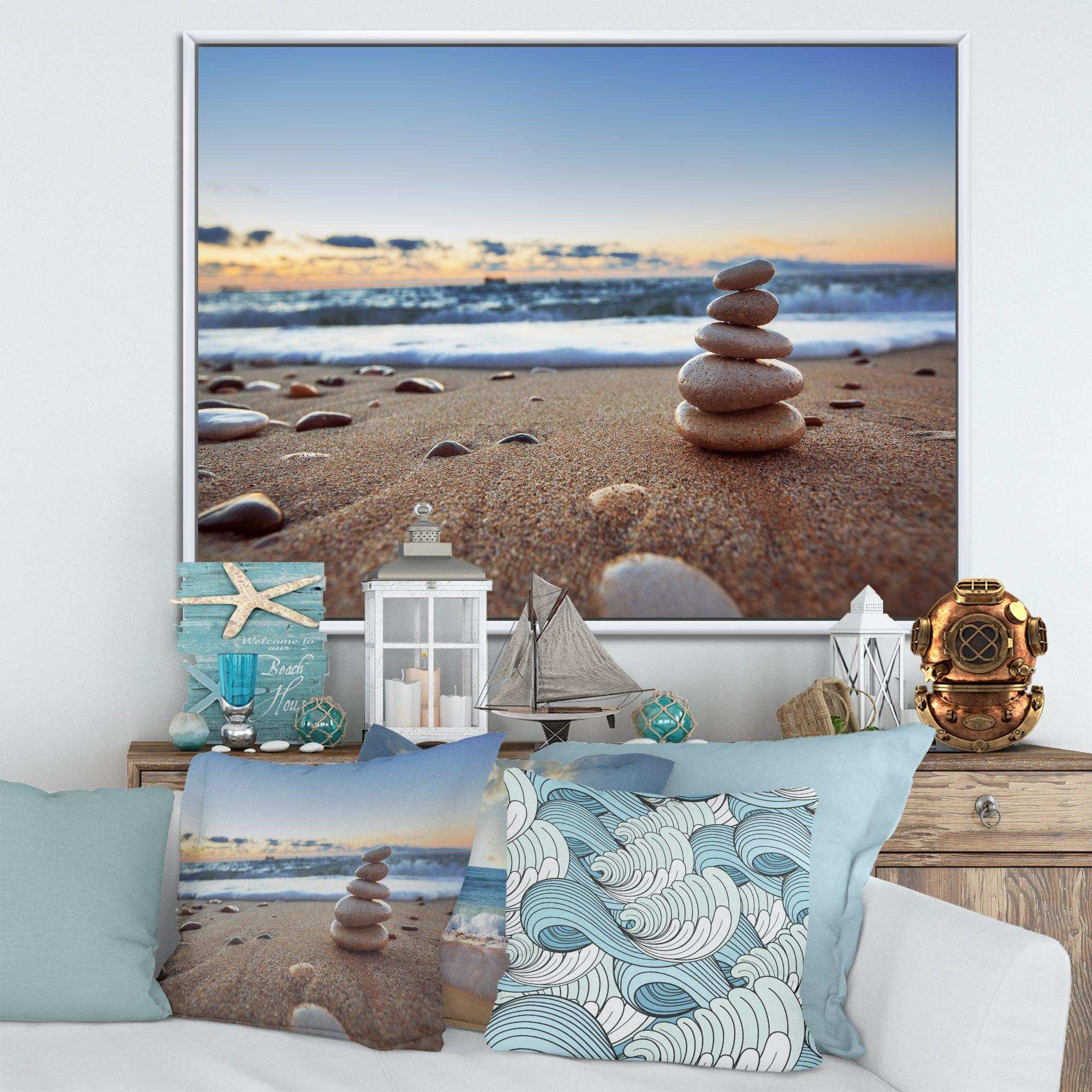 Stones Balance on Sandy Beach