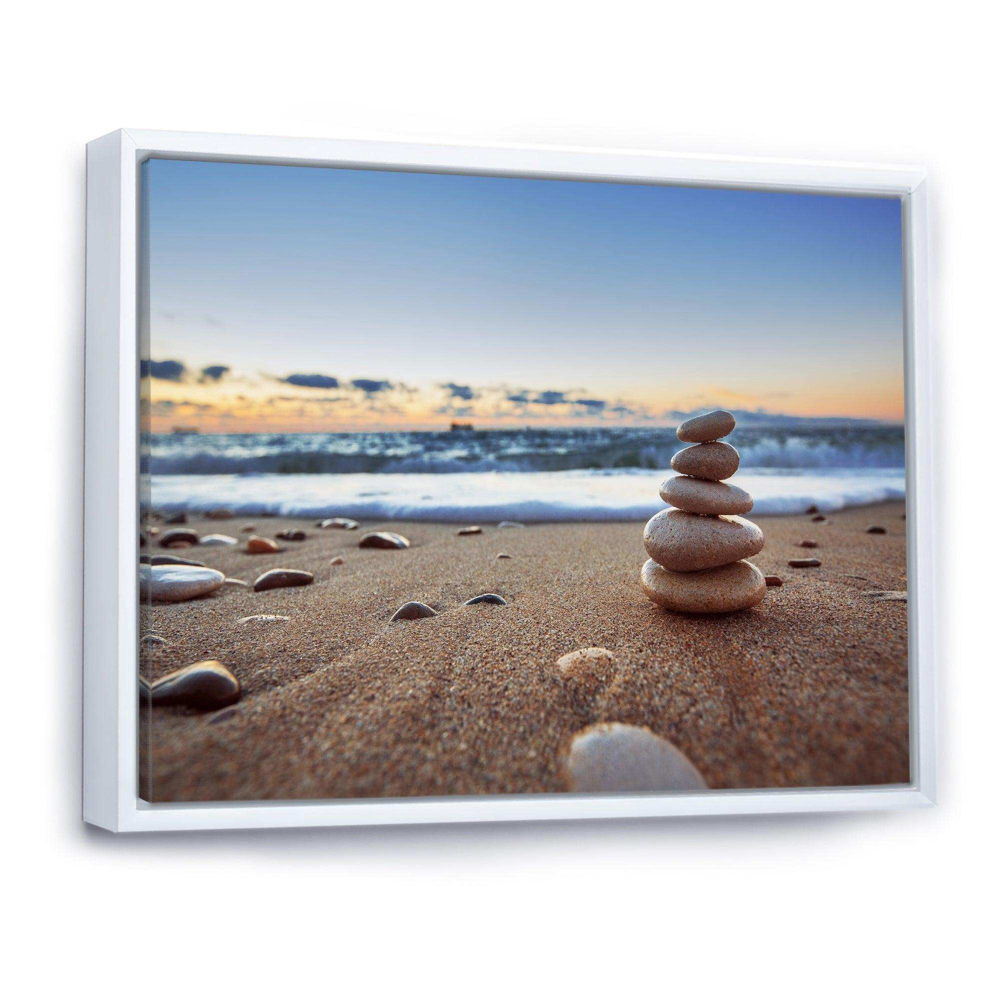 Stones Balance on Sandy Beach