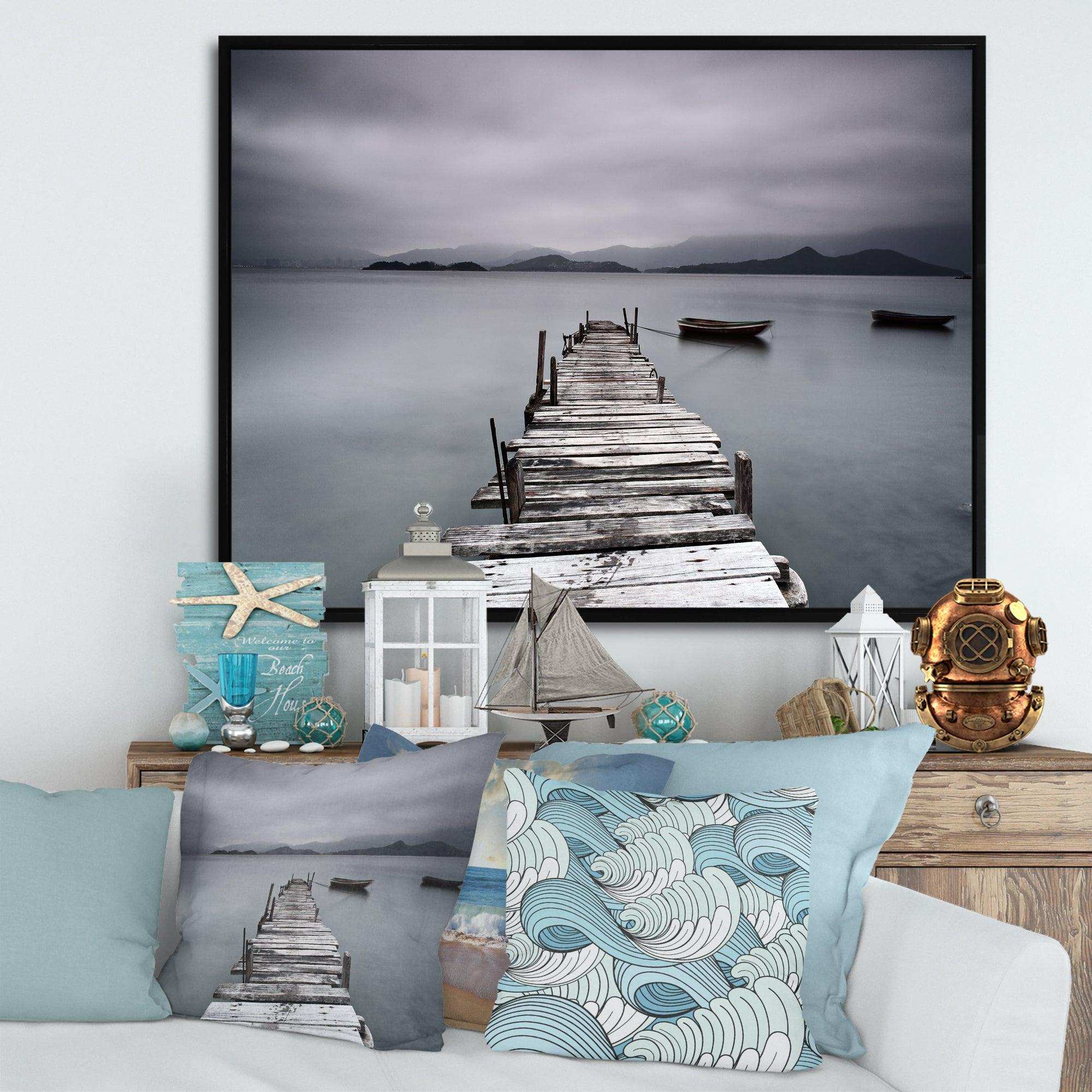 Pier and Boats at Seashore