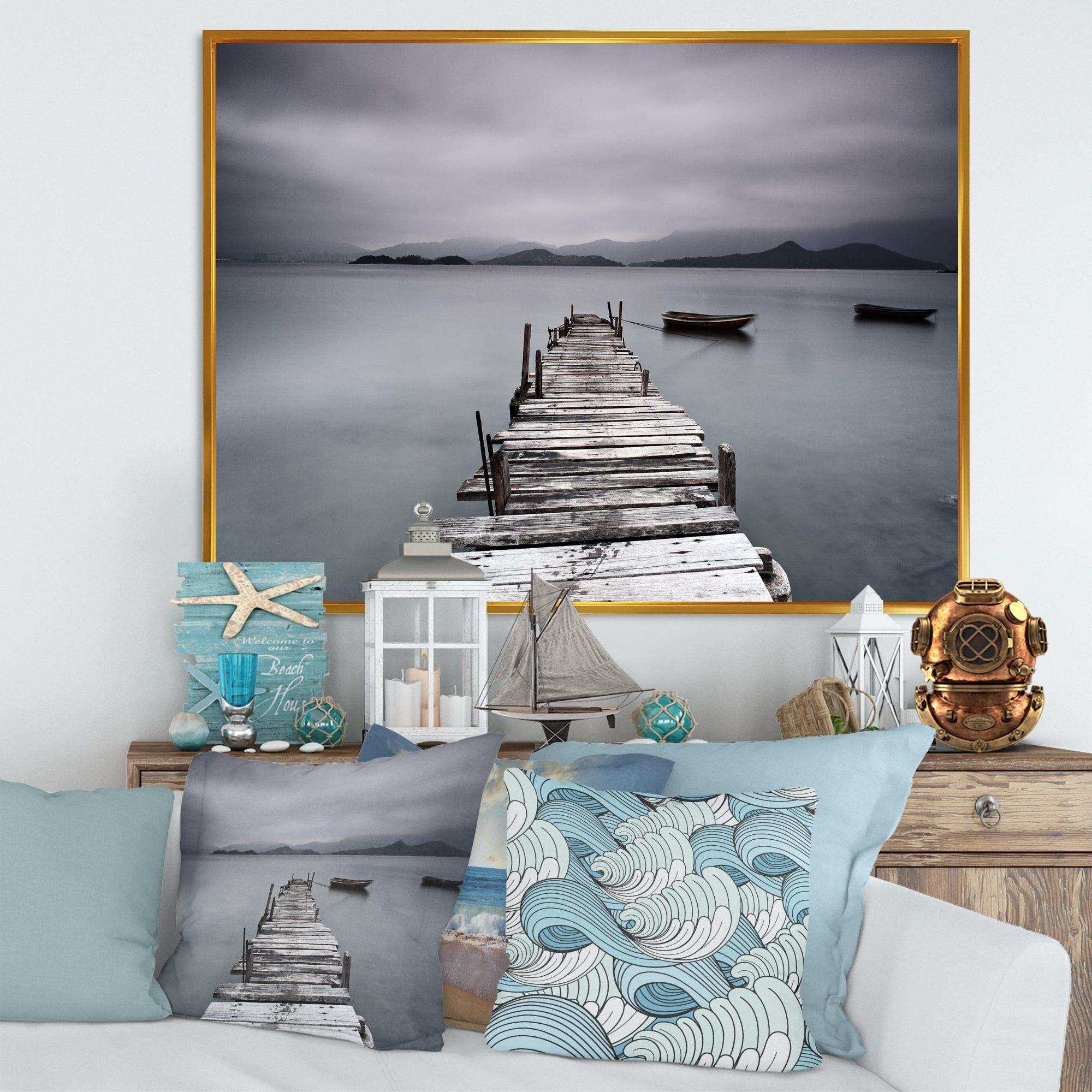 Pier and Boats at Seashore