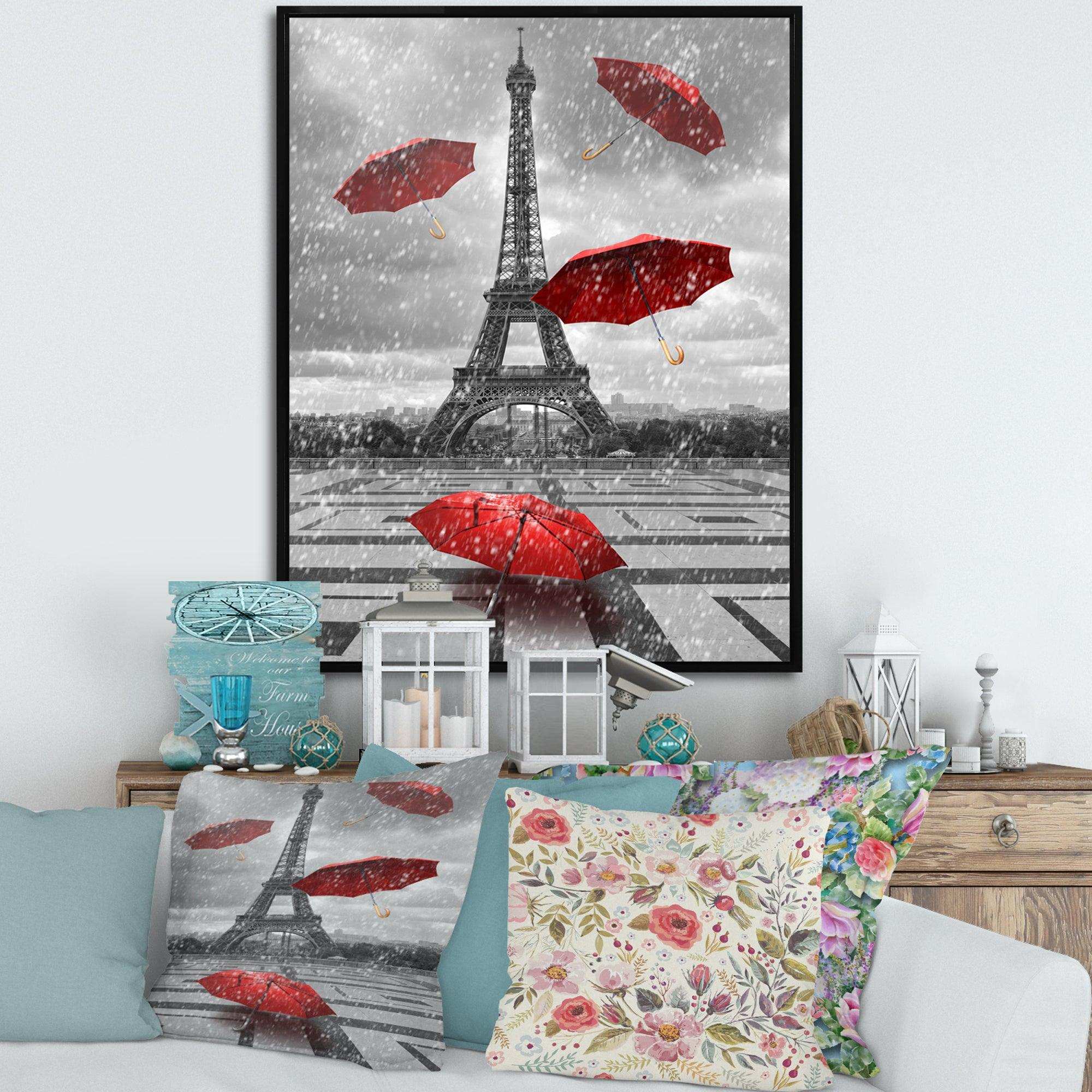 Flying Umbrella with Eiffel Tower