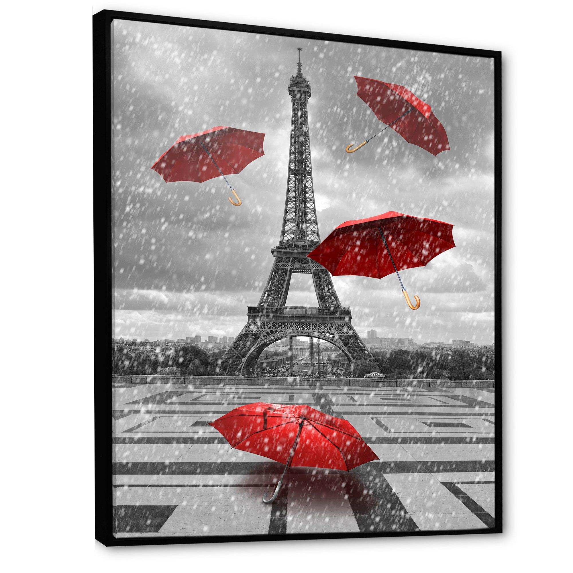 Flying Umbrella with Eiffel Tower