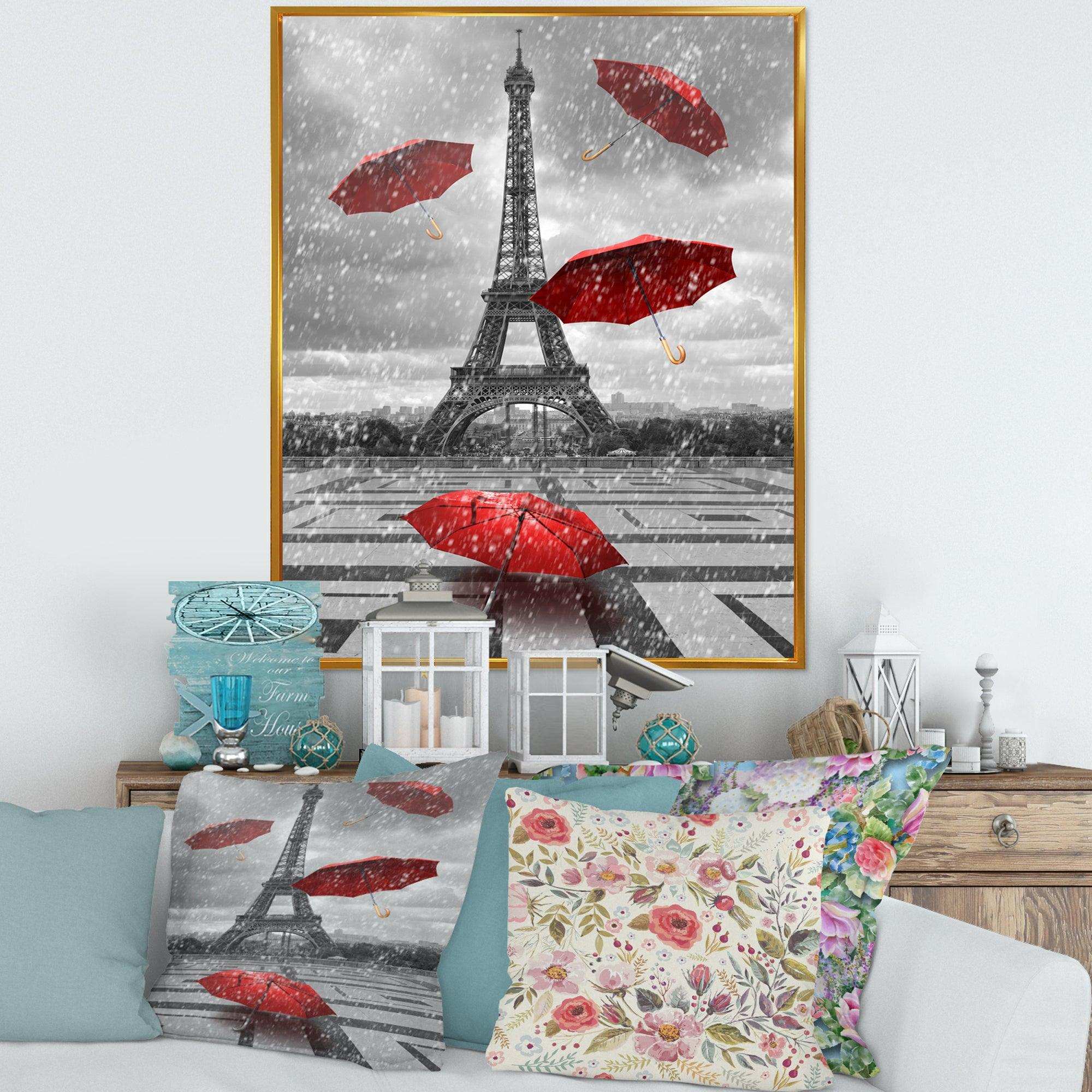 Flying Umbrella with Eiffel Tower