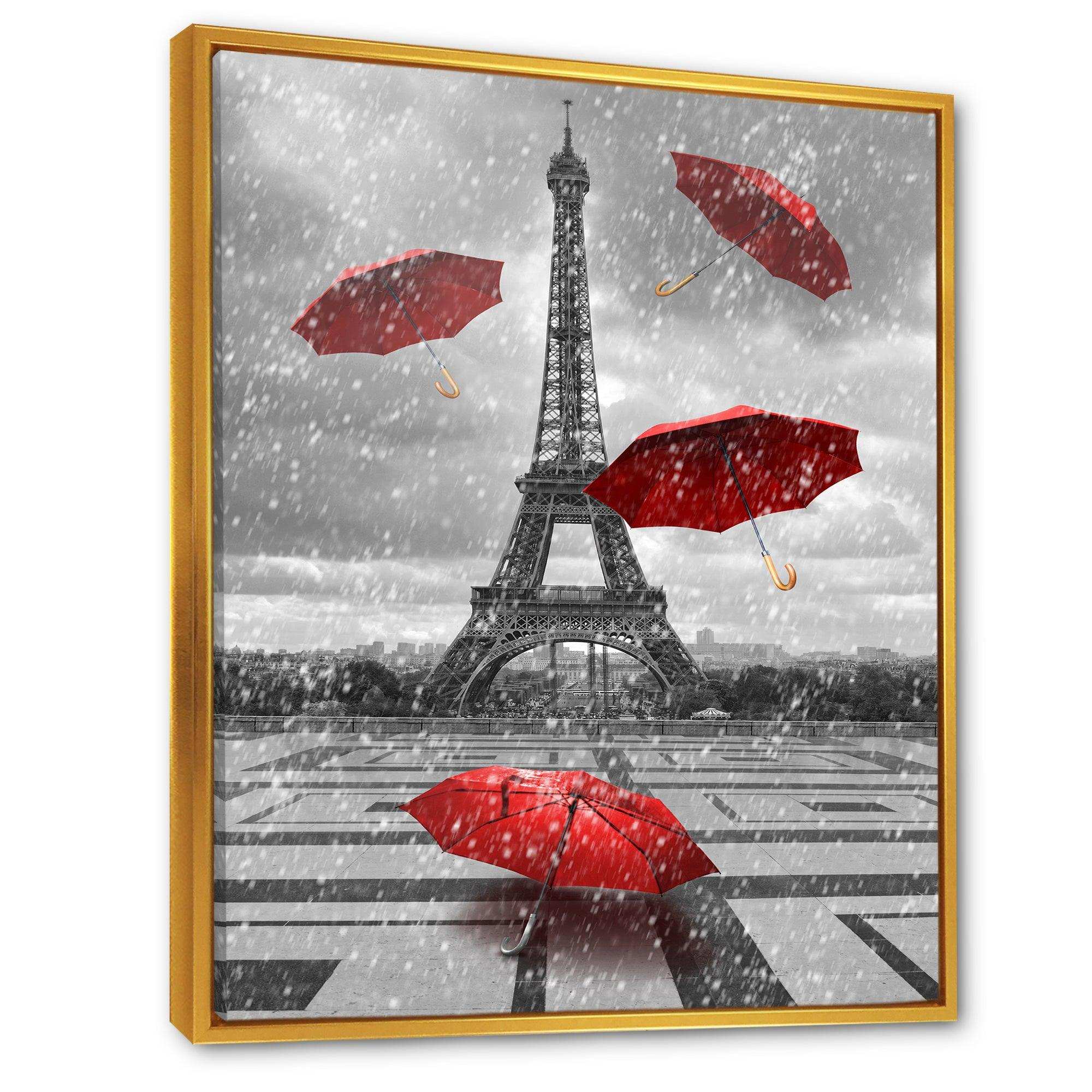 Flying Umbrella with Eiffel Tower