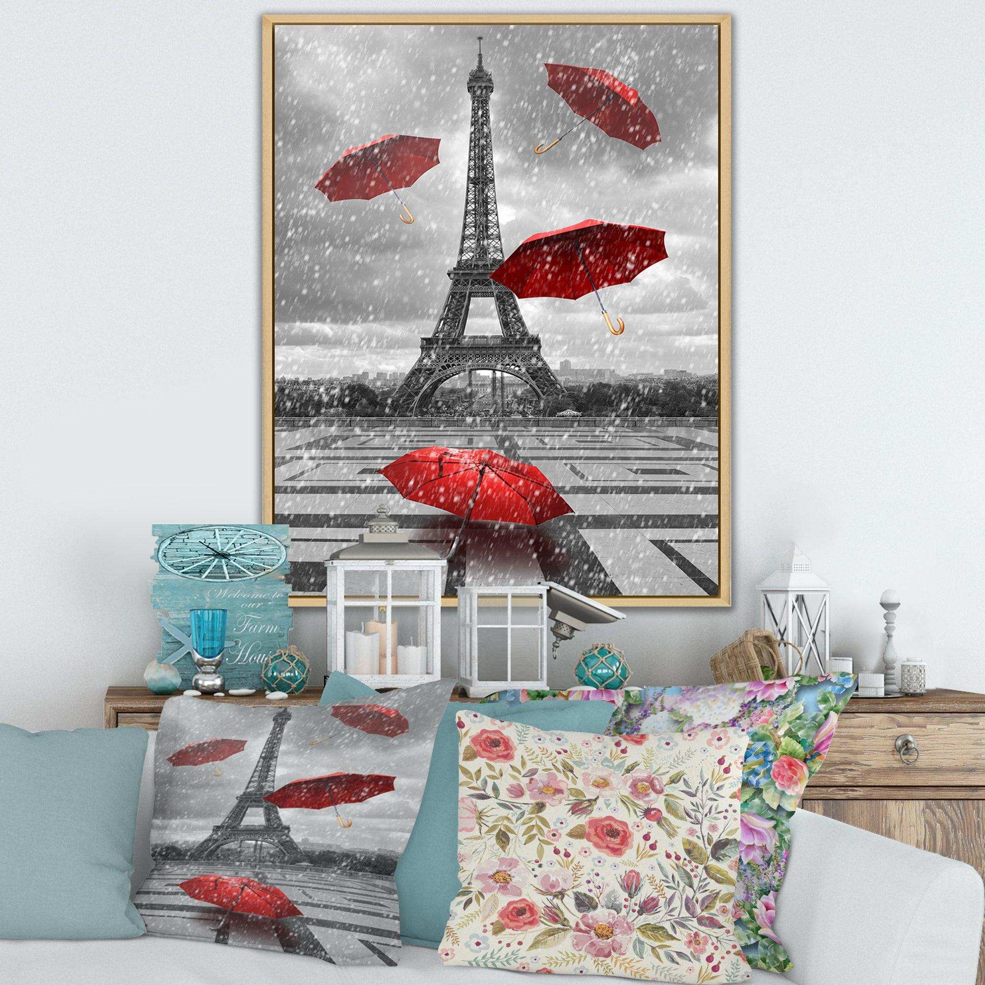 Flying Umbrella with Eiffel Tower