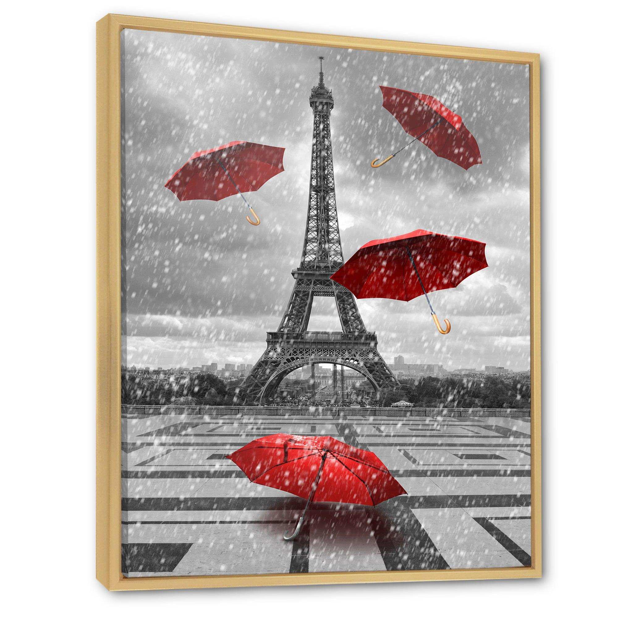 Flying Umbrella with Eiffel Tower