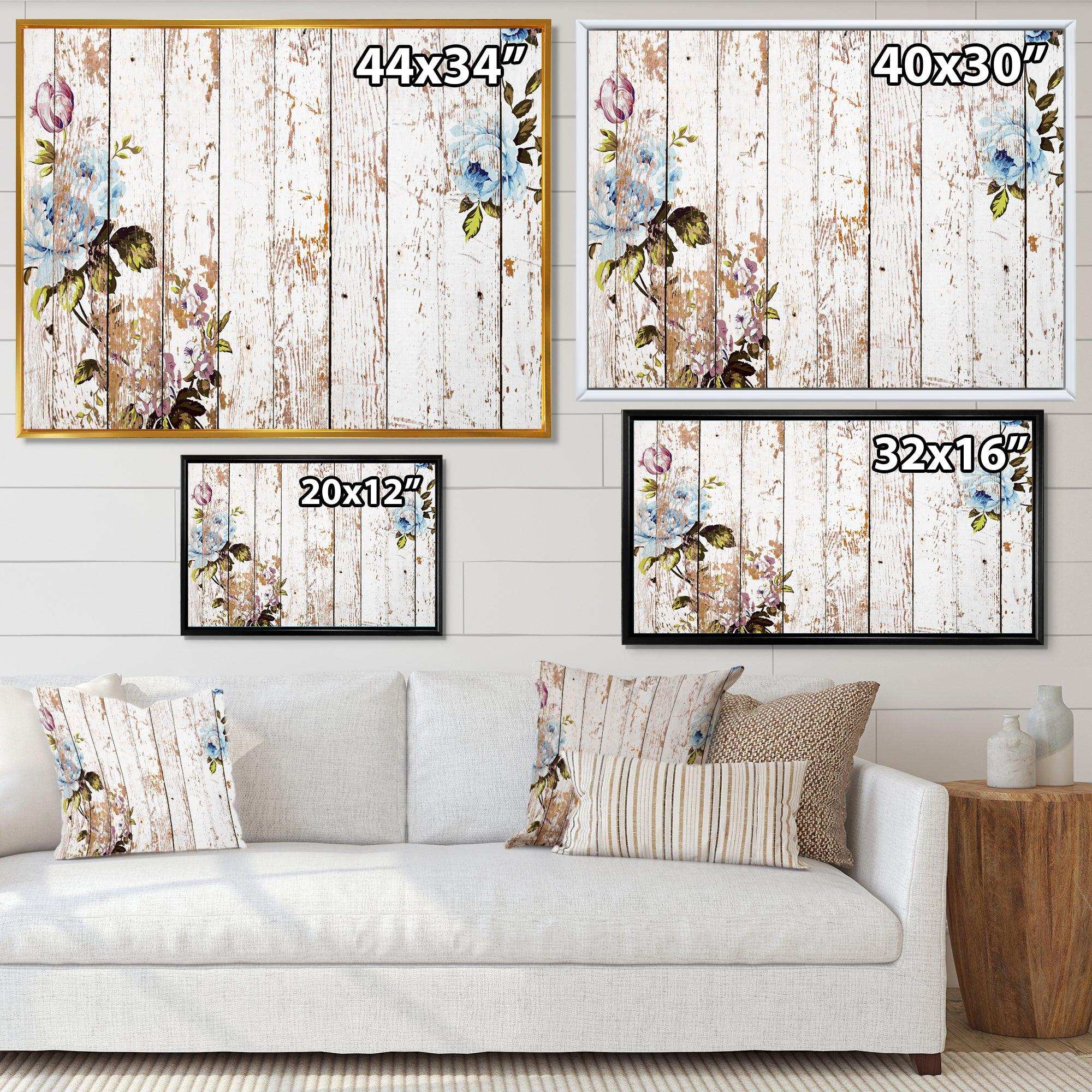 Shabby chic roses on wooden texture