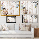 Shabby chic roses on wooden texture