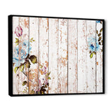 Shabby chic roses on wooden texture