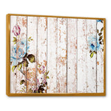 Shabby chic roses on wooden texture