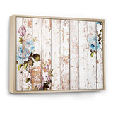 Shabby chic roses on wooden texture