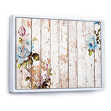 Shabby chic roses on wooden texture