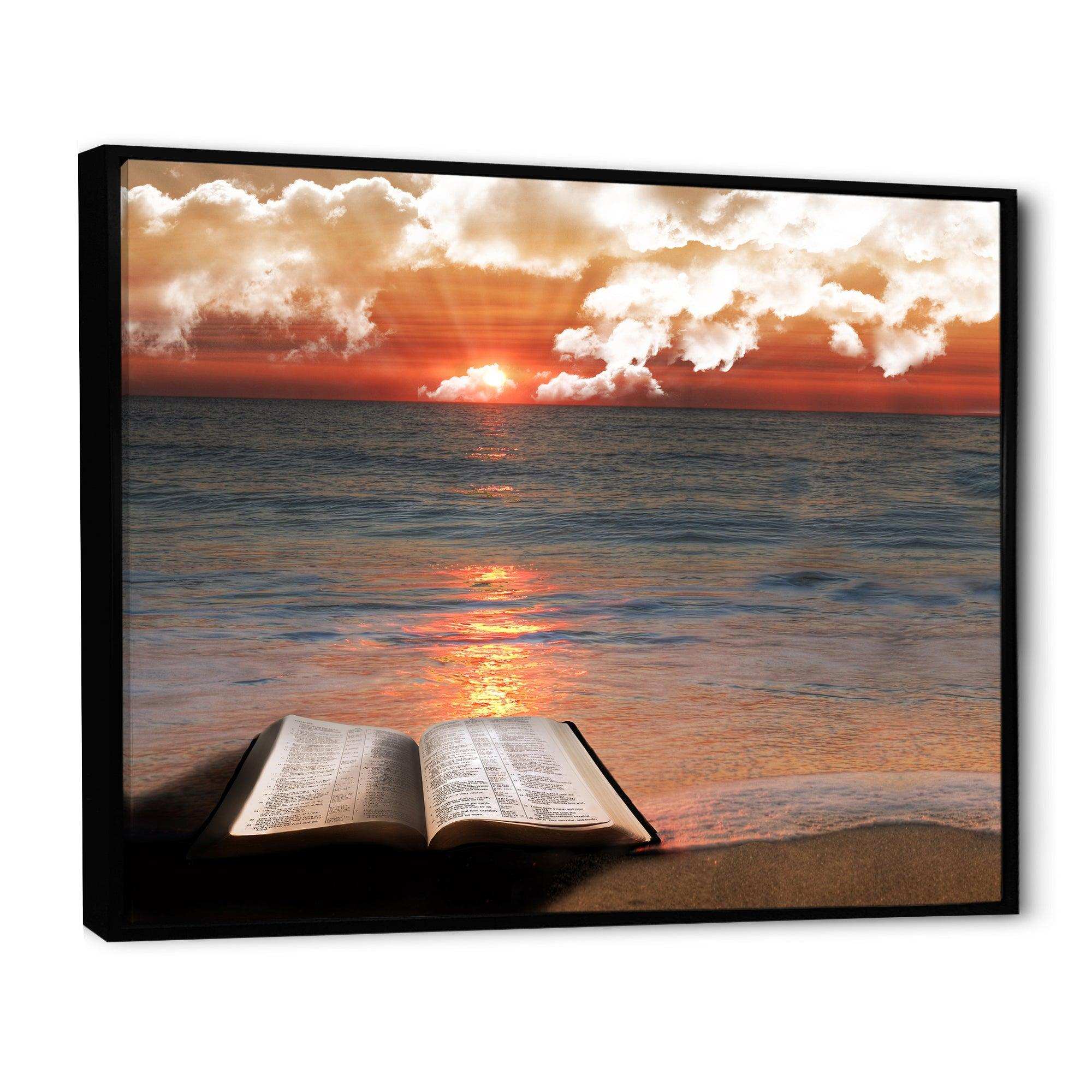 Open Bible in Cloudy Sunset