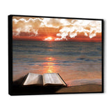 Open Bible in Cloudy Sunset