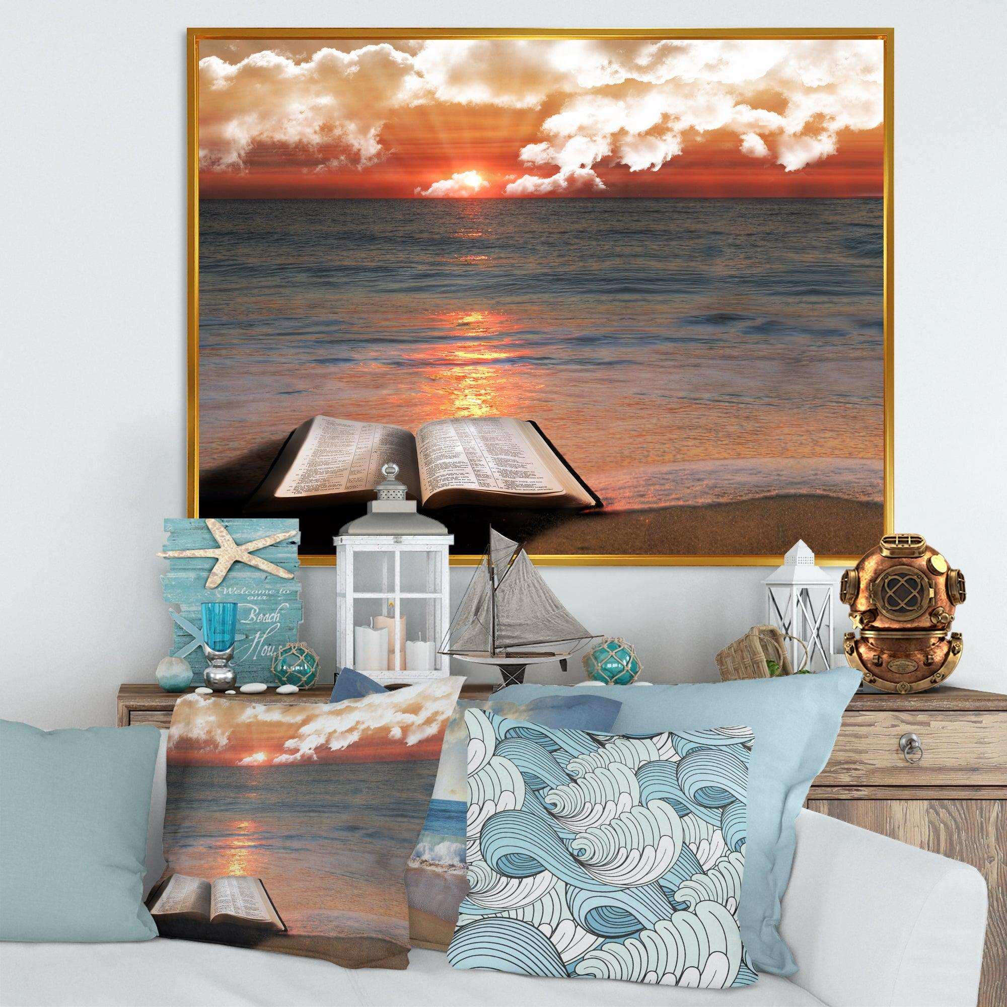 Open Bible in Cloudy Sunset