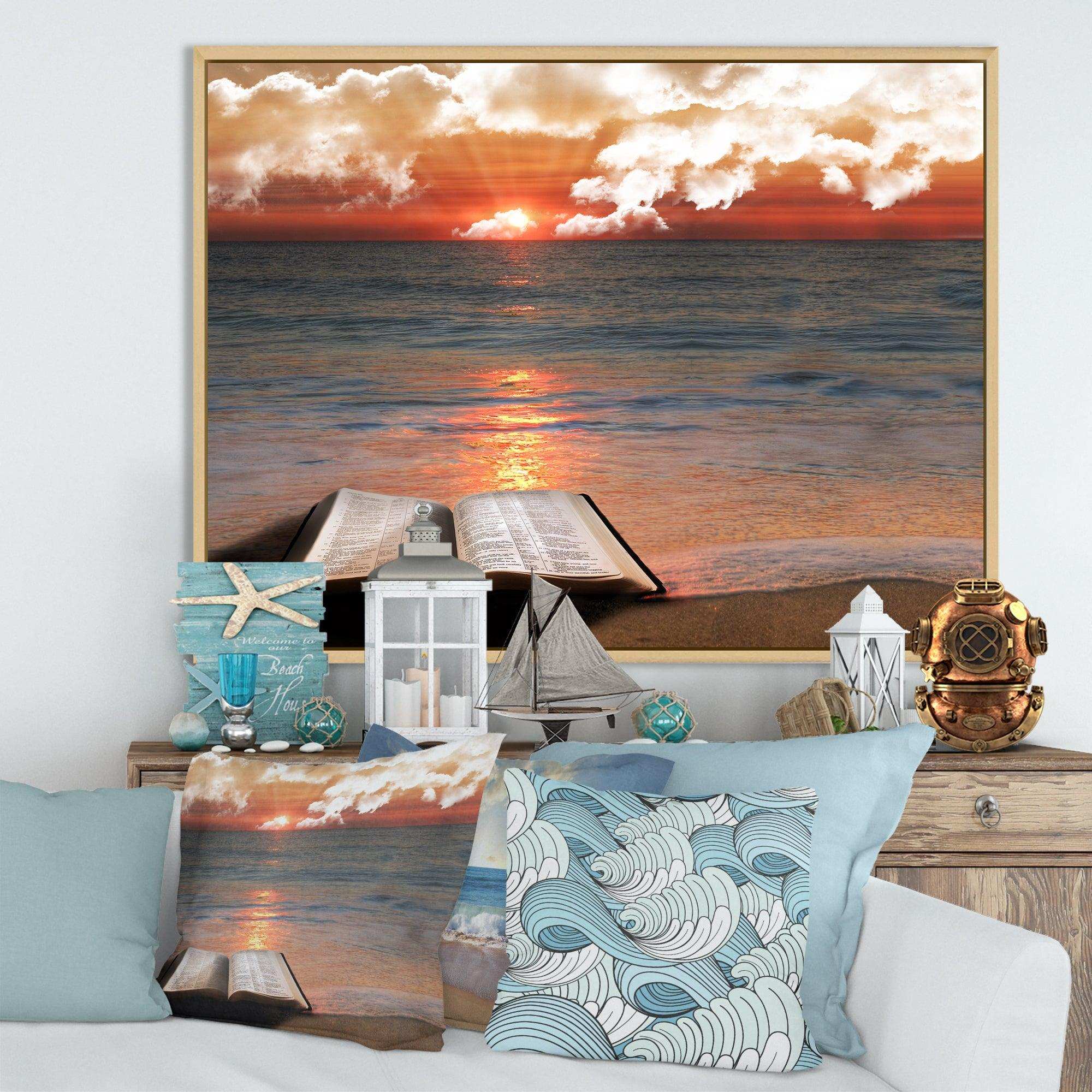 Open Bible in Cloudy Sunset