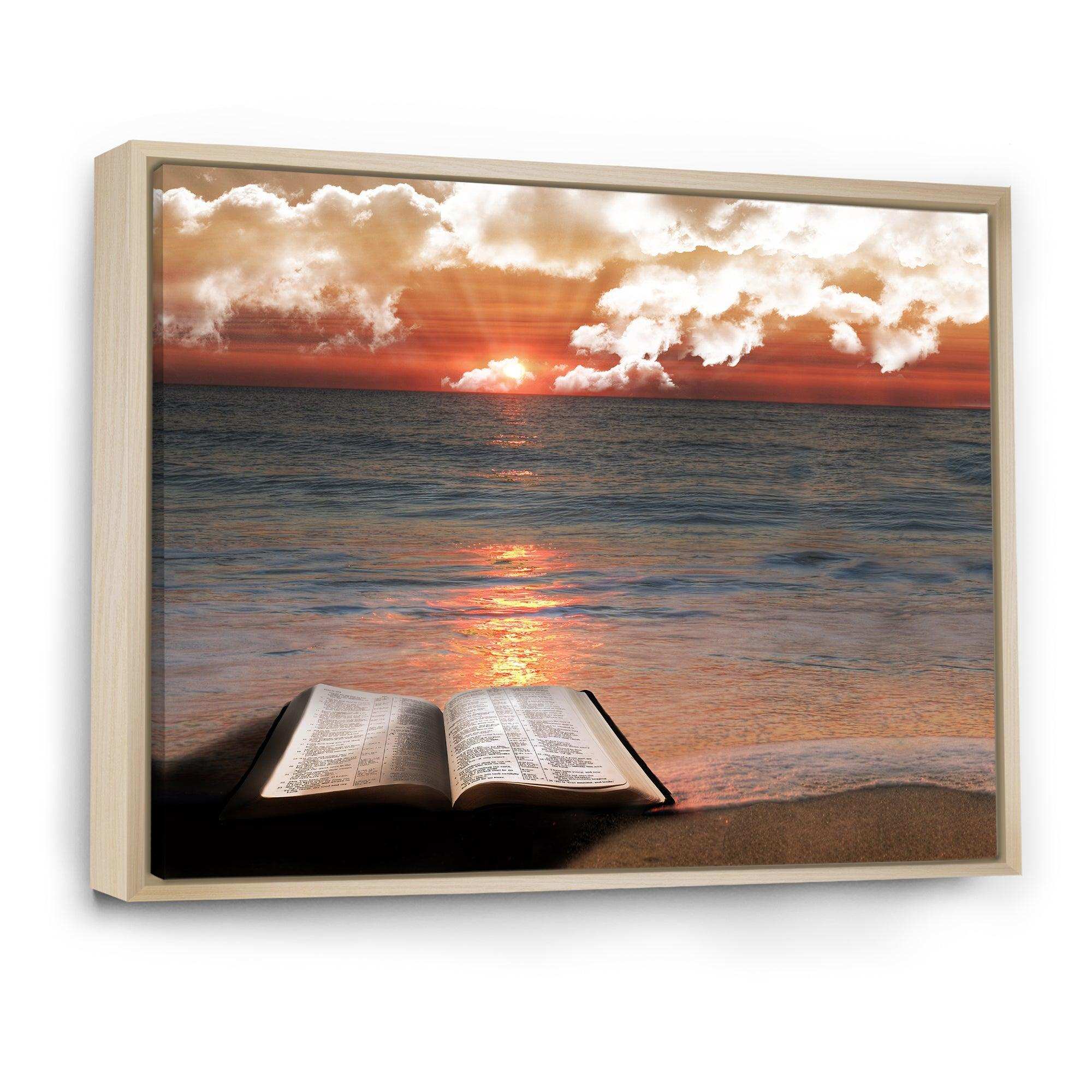 Open Bible in Cloudy Sunset