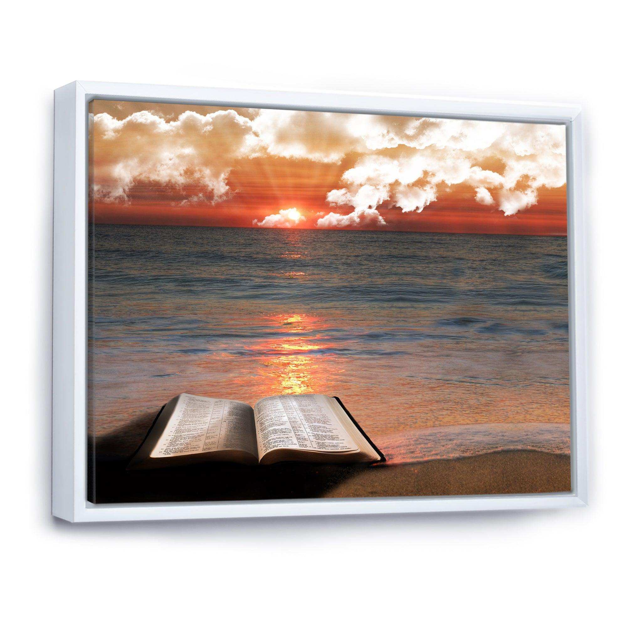 Open Bible in Cloudy Sunset
