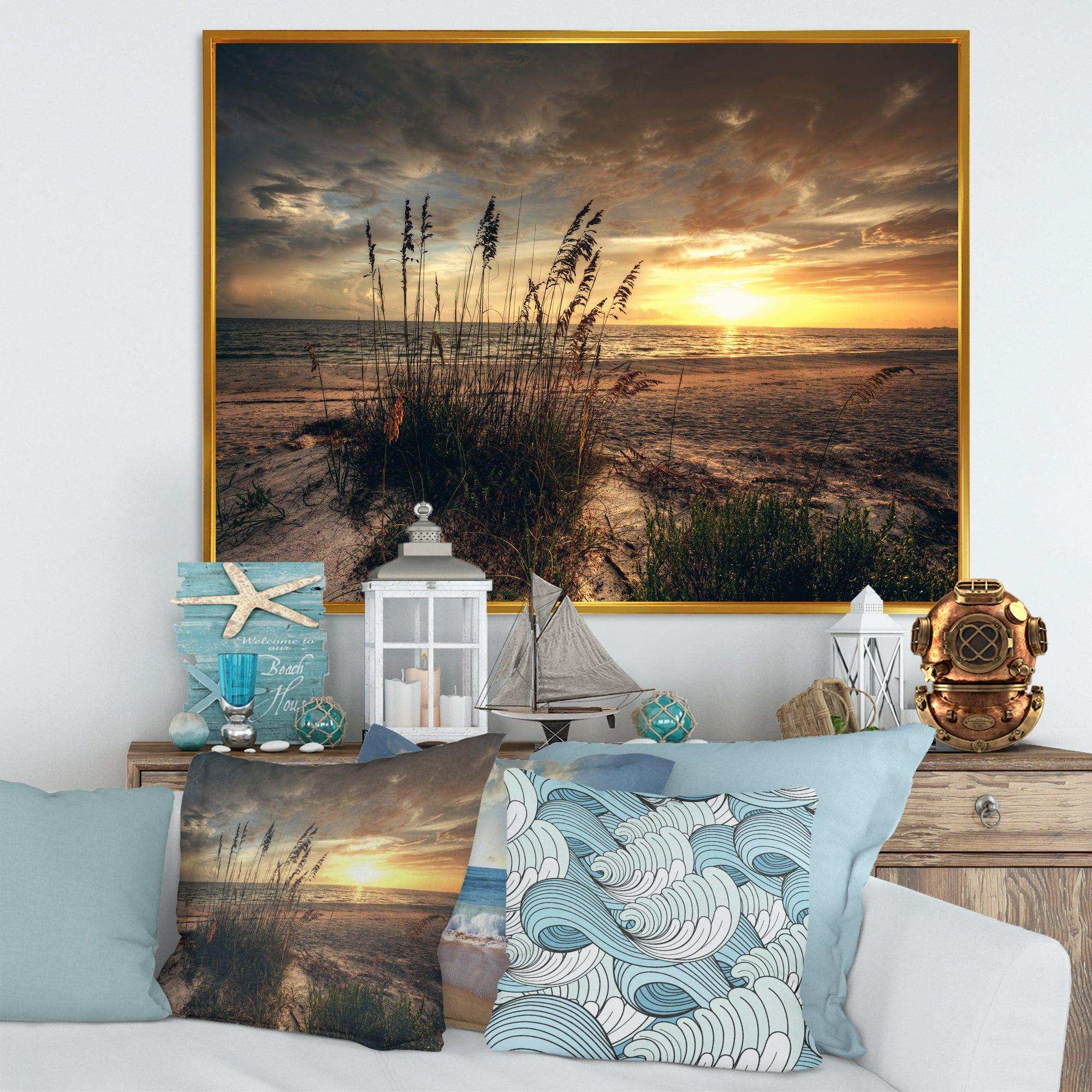 Grassy and beach sunset