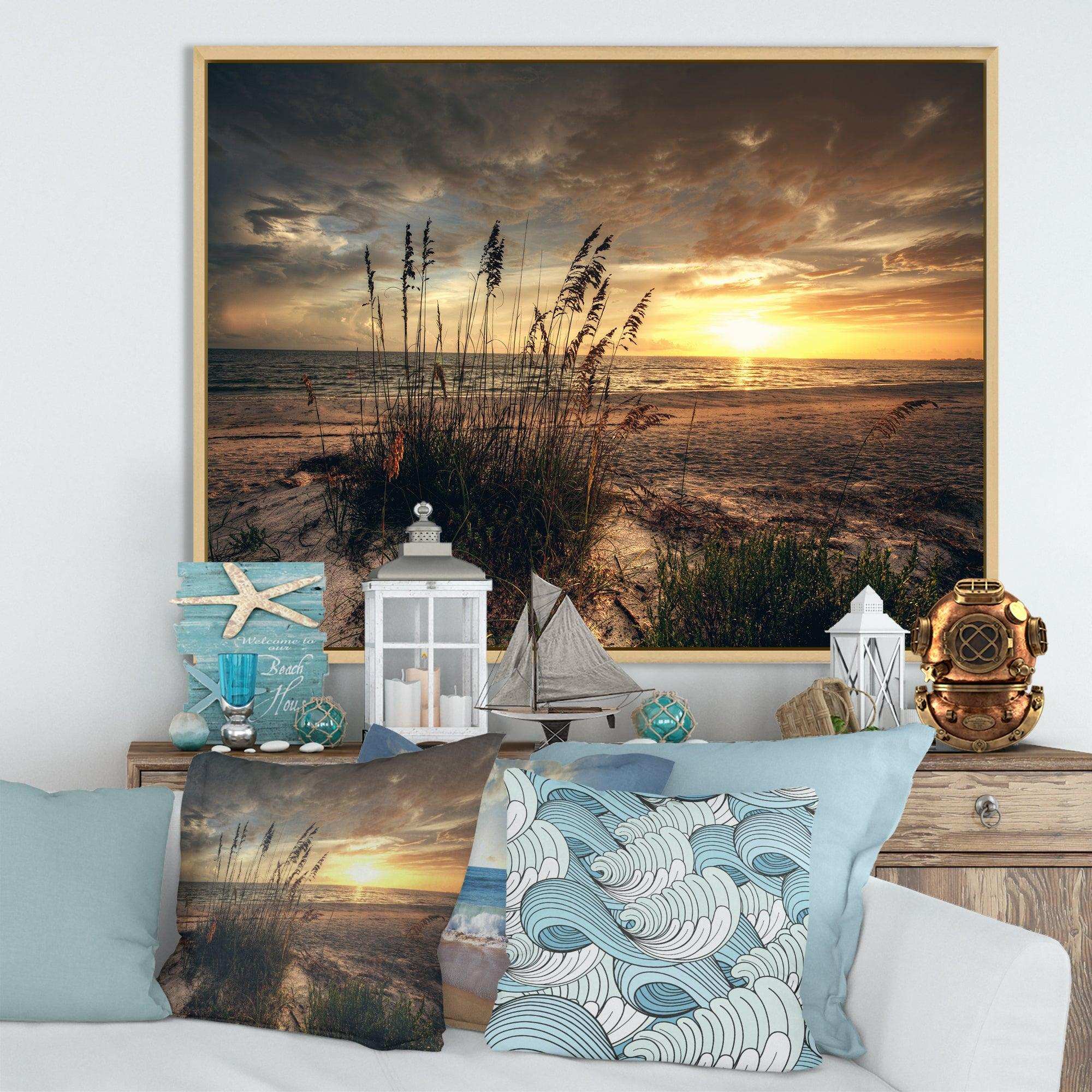 Grassy and beach sunset