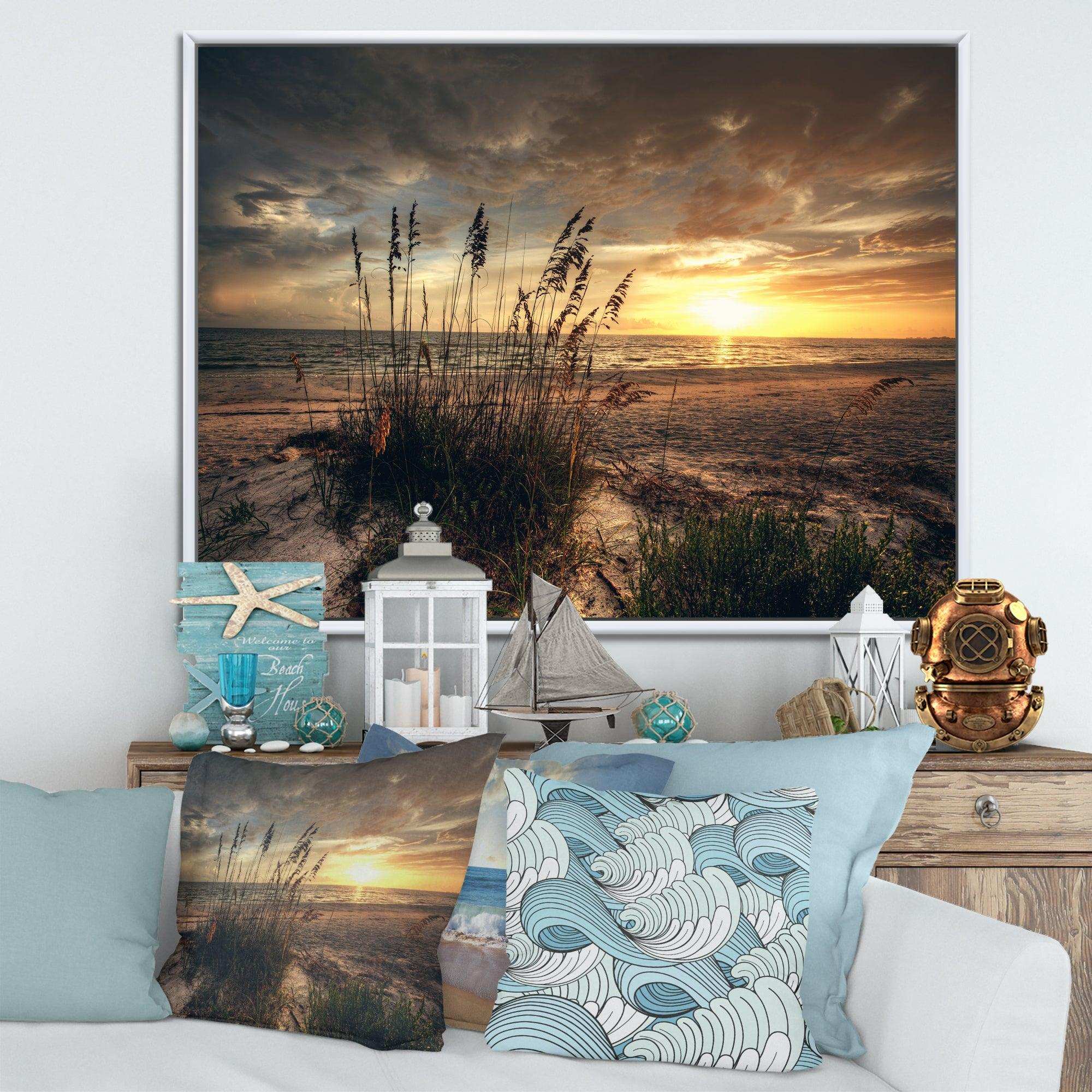 Grassy and beach sunset